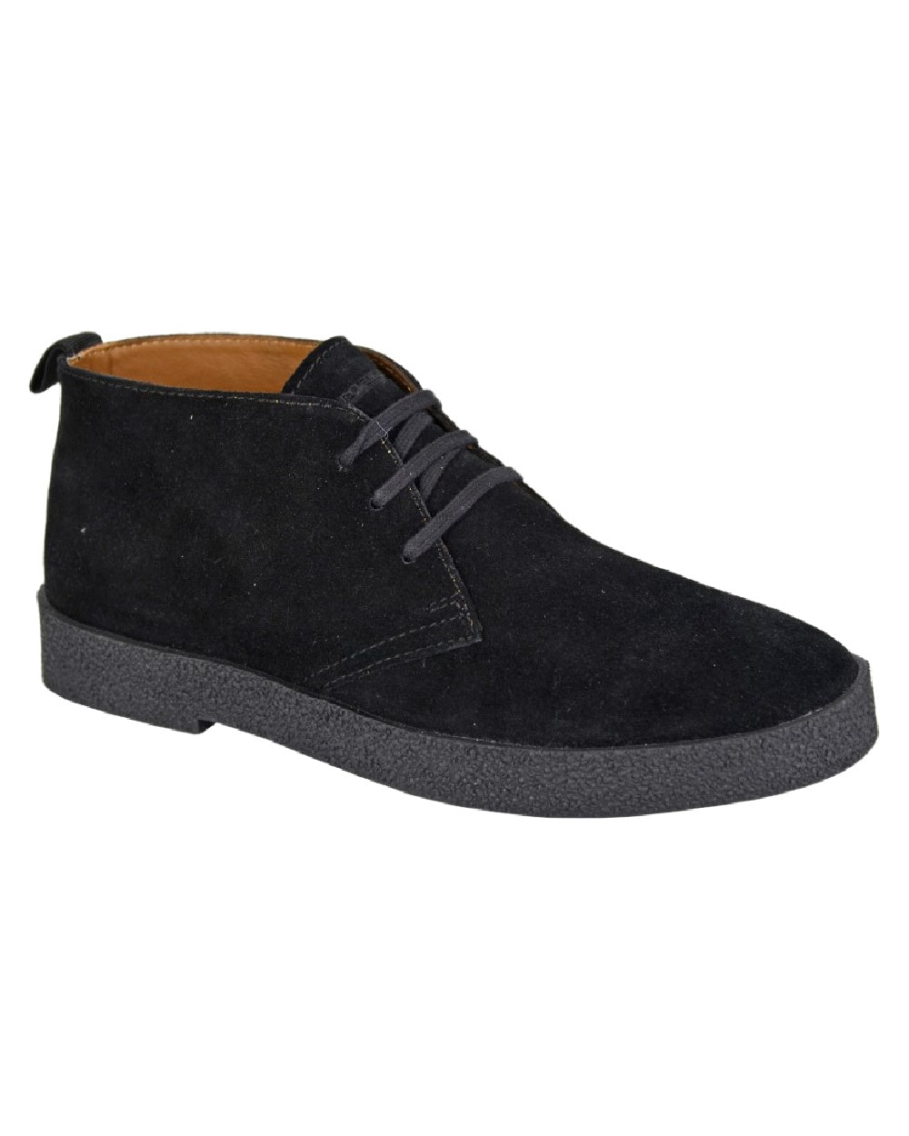 Black Coloured Roamers Mens Revolver Leather Desert Boots on White Background