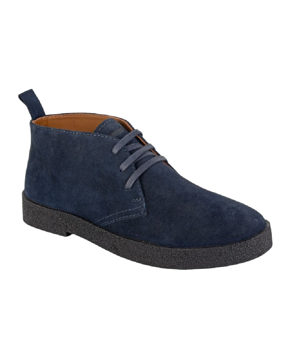 Navy Coloured Roamers Mens Revolver Leather Desert Boots on White Background