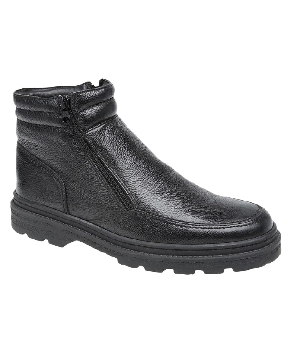 Black Coloured Roamers Mens Twin Zip Thermal Lined Ankle Boots on White Background