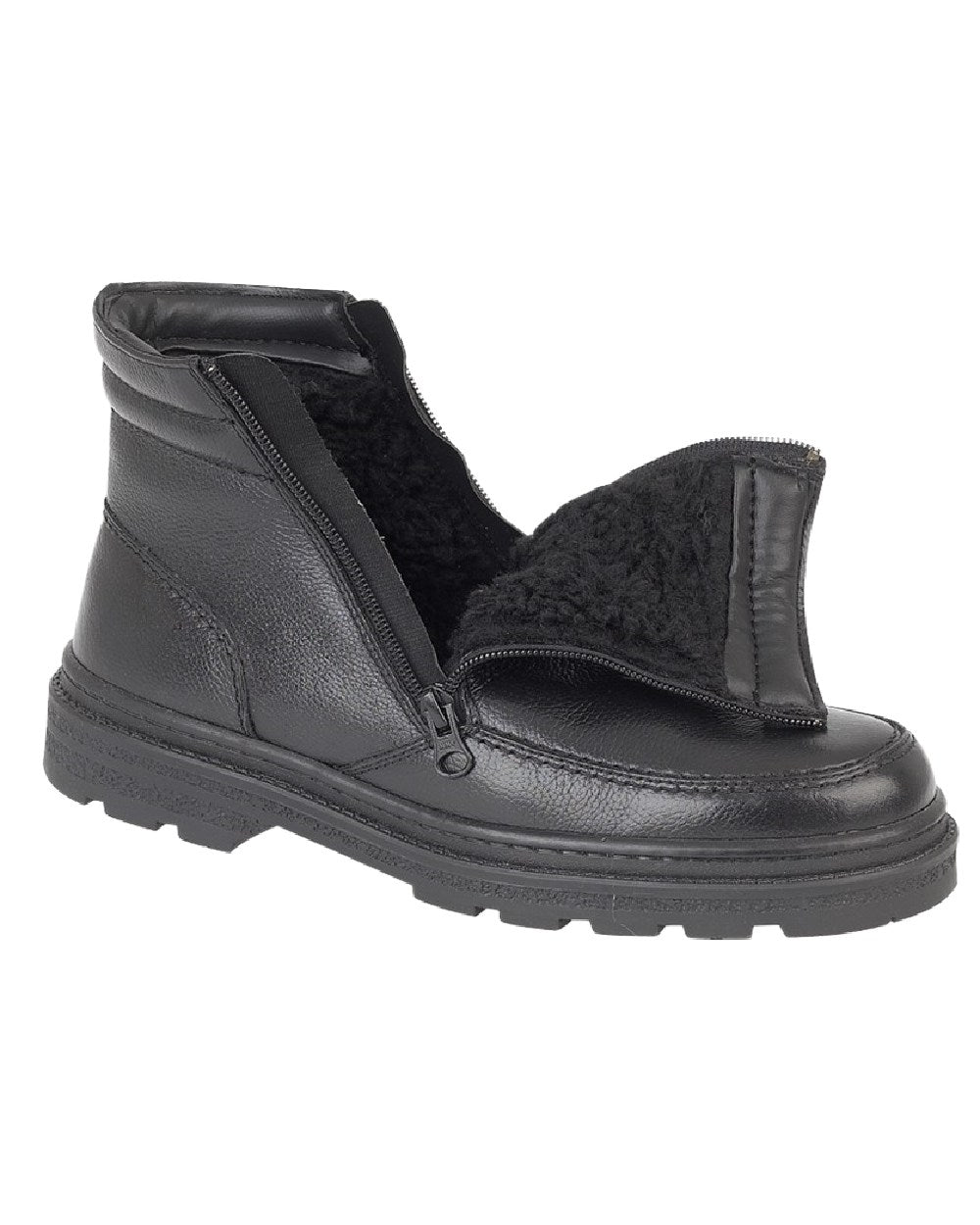 Black Coloured Roamers Mens Twin Zip Thermal Lined Ankle Boots on White Background