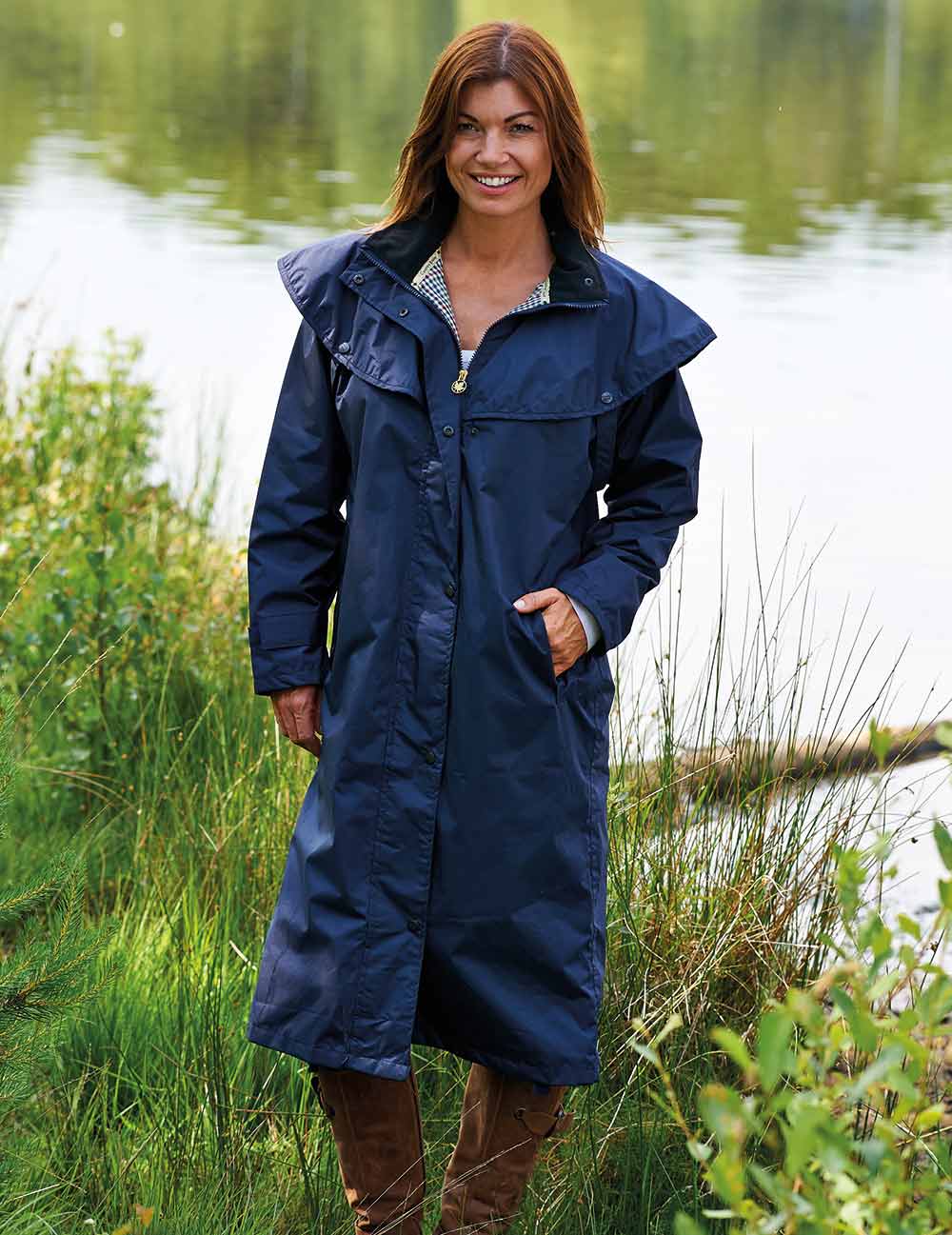 Ladies Champion Sandringham Long Waterproof Coat navy 
