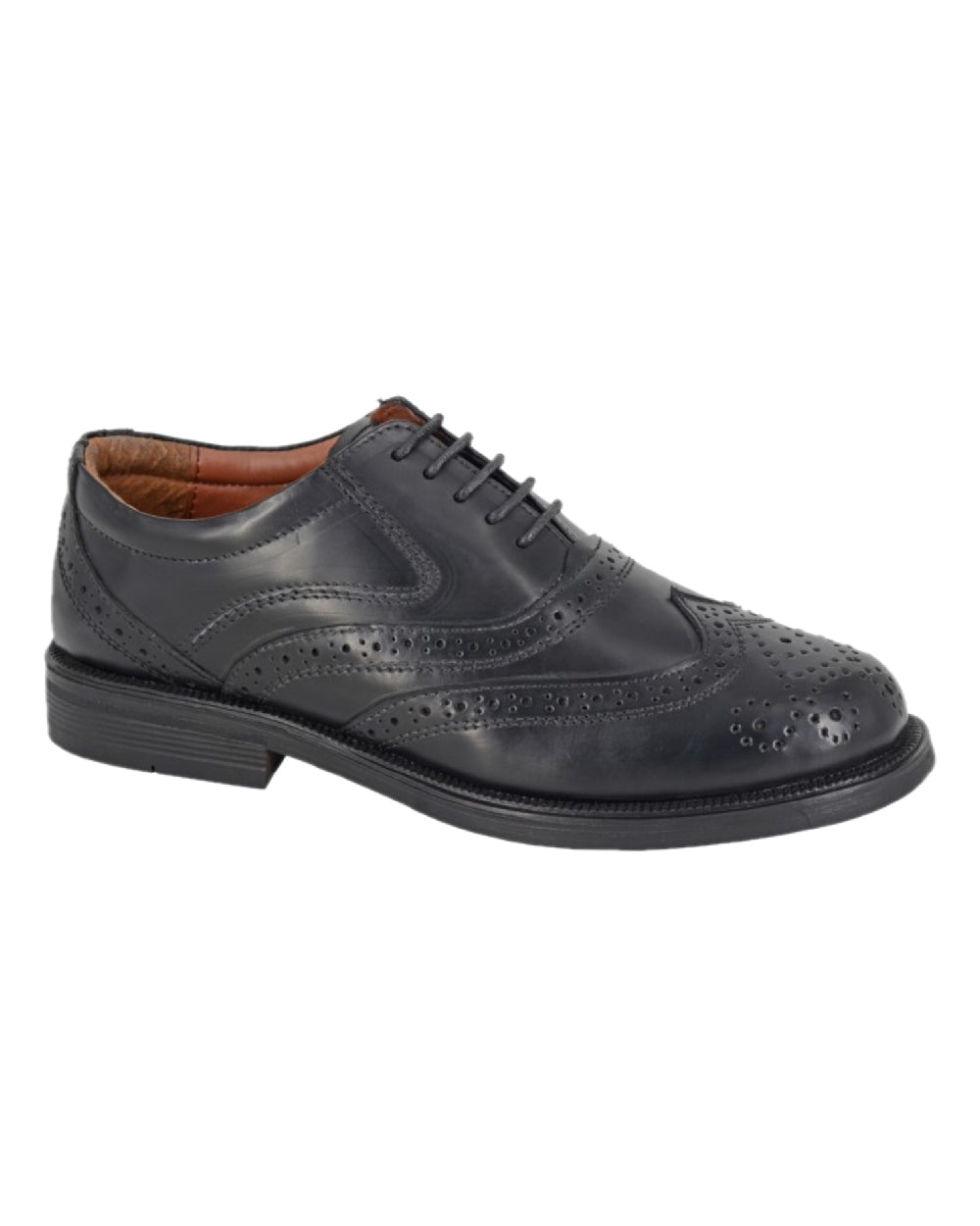 Black Coloured Scimitar Mens Wing Cap Brogue Oxford Shoes on White Background