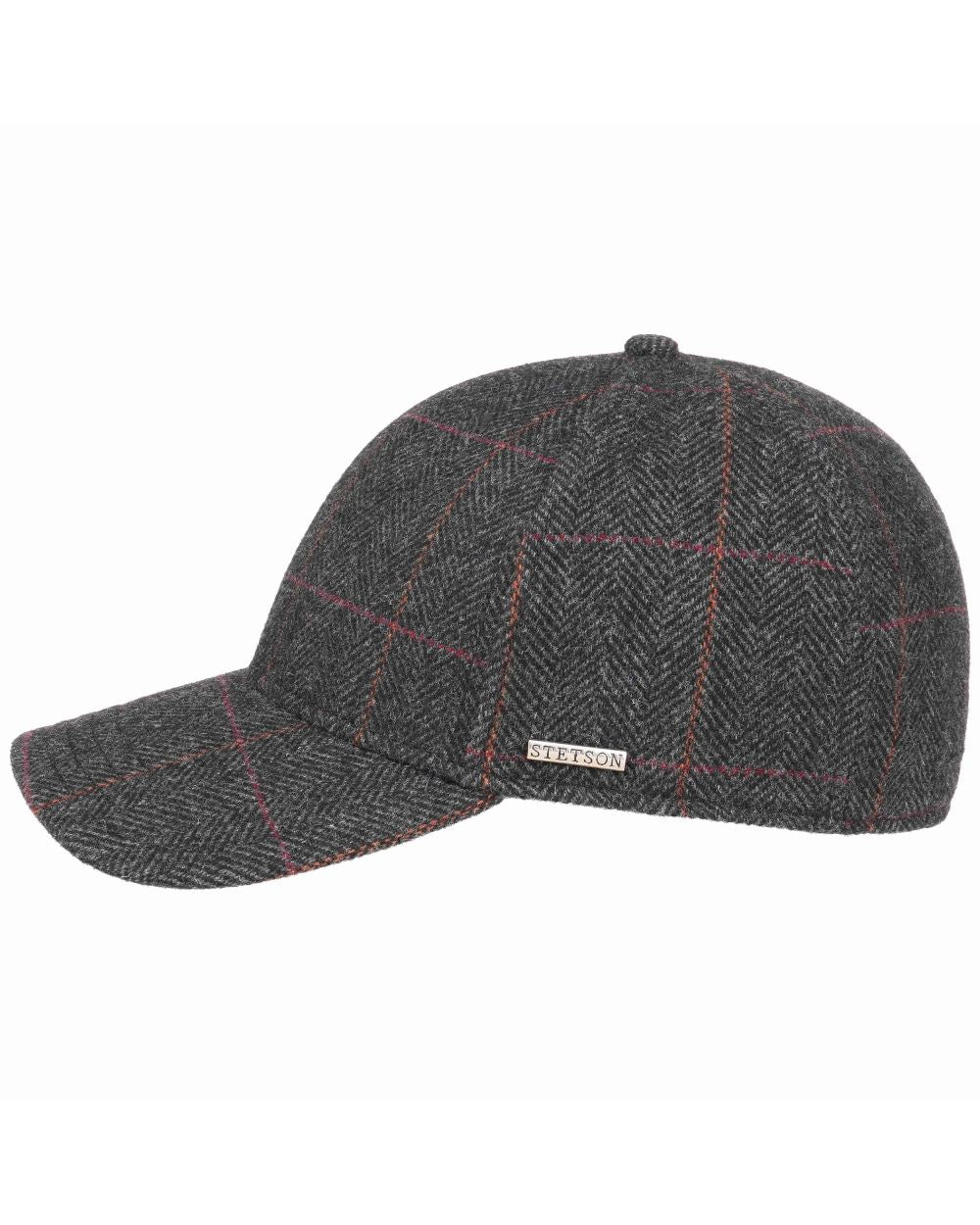 Anthracite Melange Coloured Stetson Baseball Wool Ear Flaps Cap On A White Background