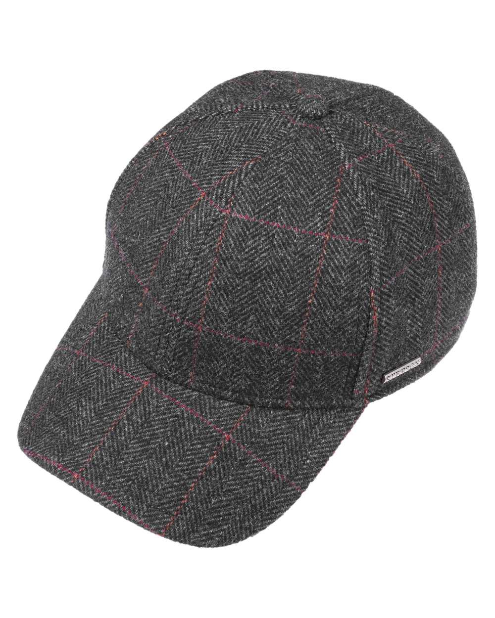 Anthracite Melange Coloured Stetson Baseball Wool Ear Flaps Cap On A White Background