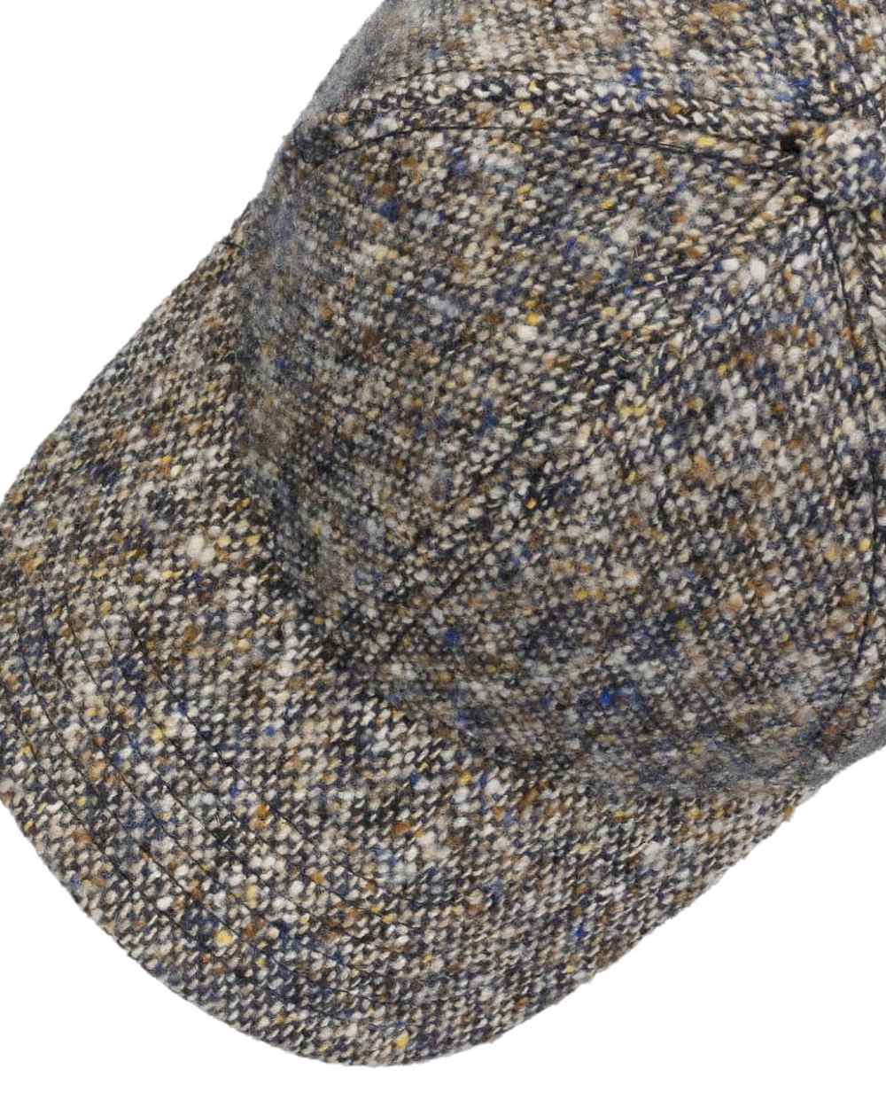 Blue Coloured Stetson Classic Donegal Tweed Cap On A White Background