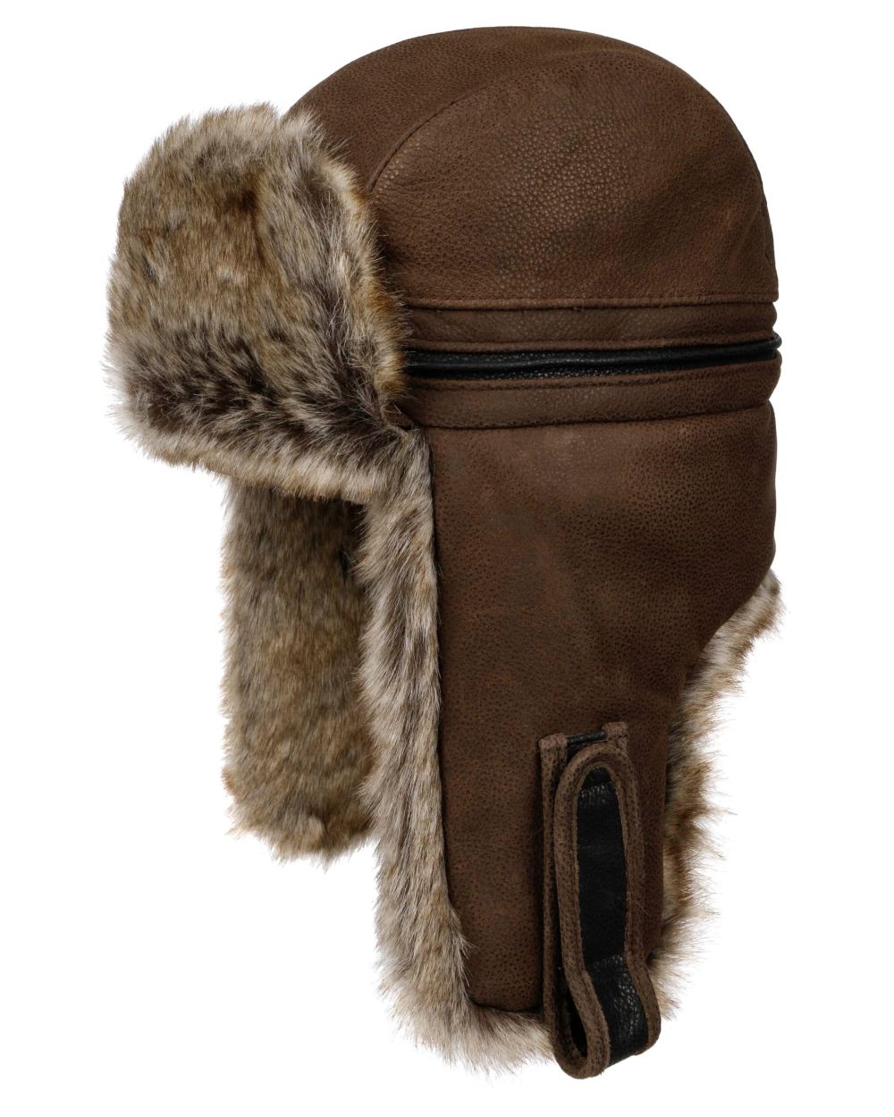 Brown Coloured Stetson Cowhide Bomber Aviator Hat On A White Background