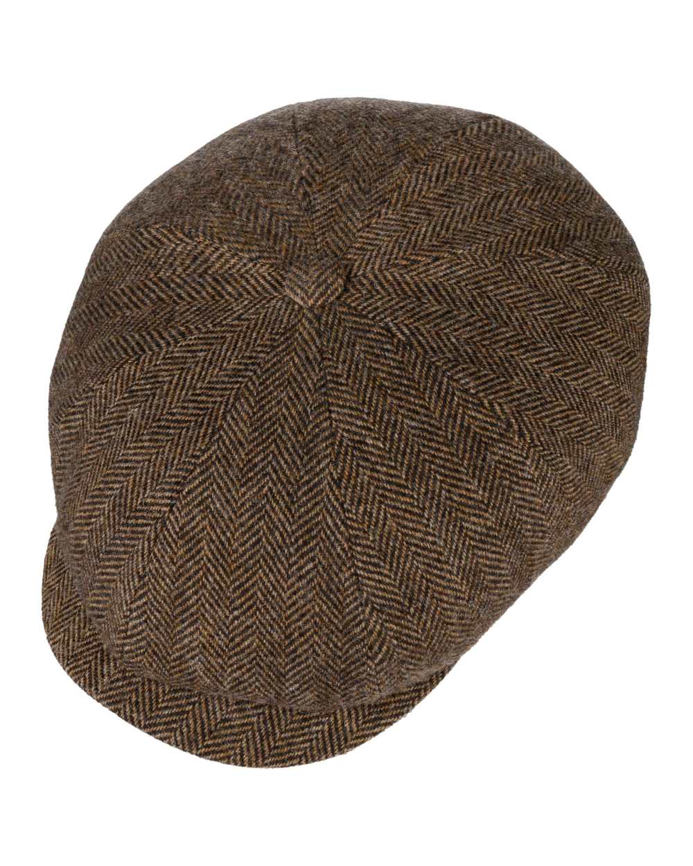 Brown Black Coloured Stetson Hatteras Classic Wool Flat Cap On A White Background