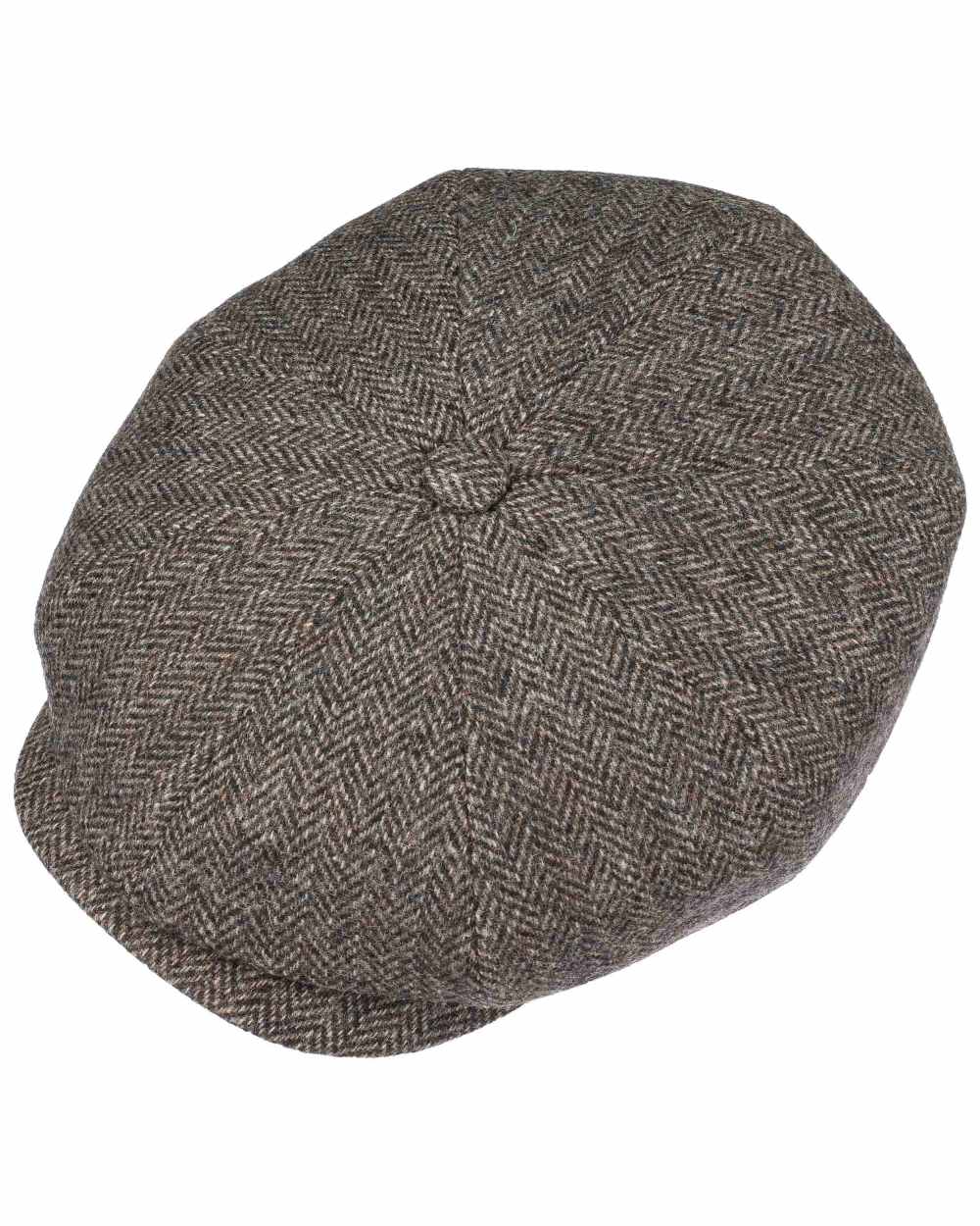 Dark Brown Coloured Stetson Hatteras Classic Wool Flat Cap On A White Background
