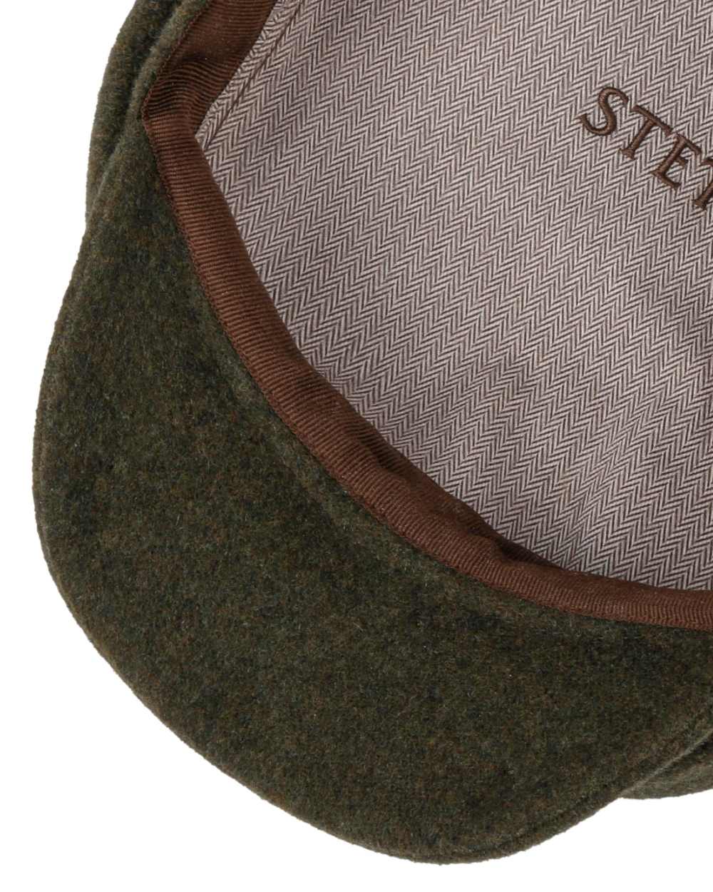 Moss Coloured Stetson Hatteras Noir Cap On A White Background