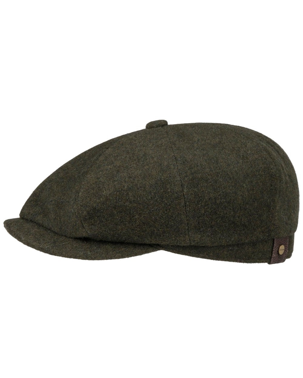 Moss Coloured Stetson Hatteras Noir Cap On A White Background