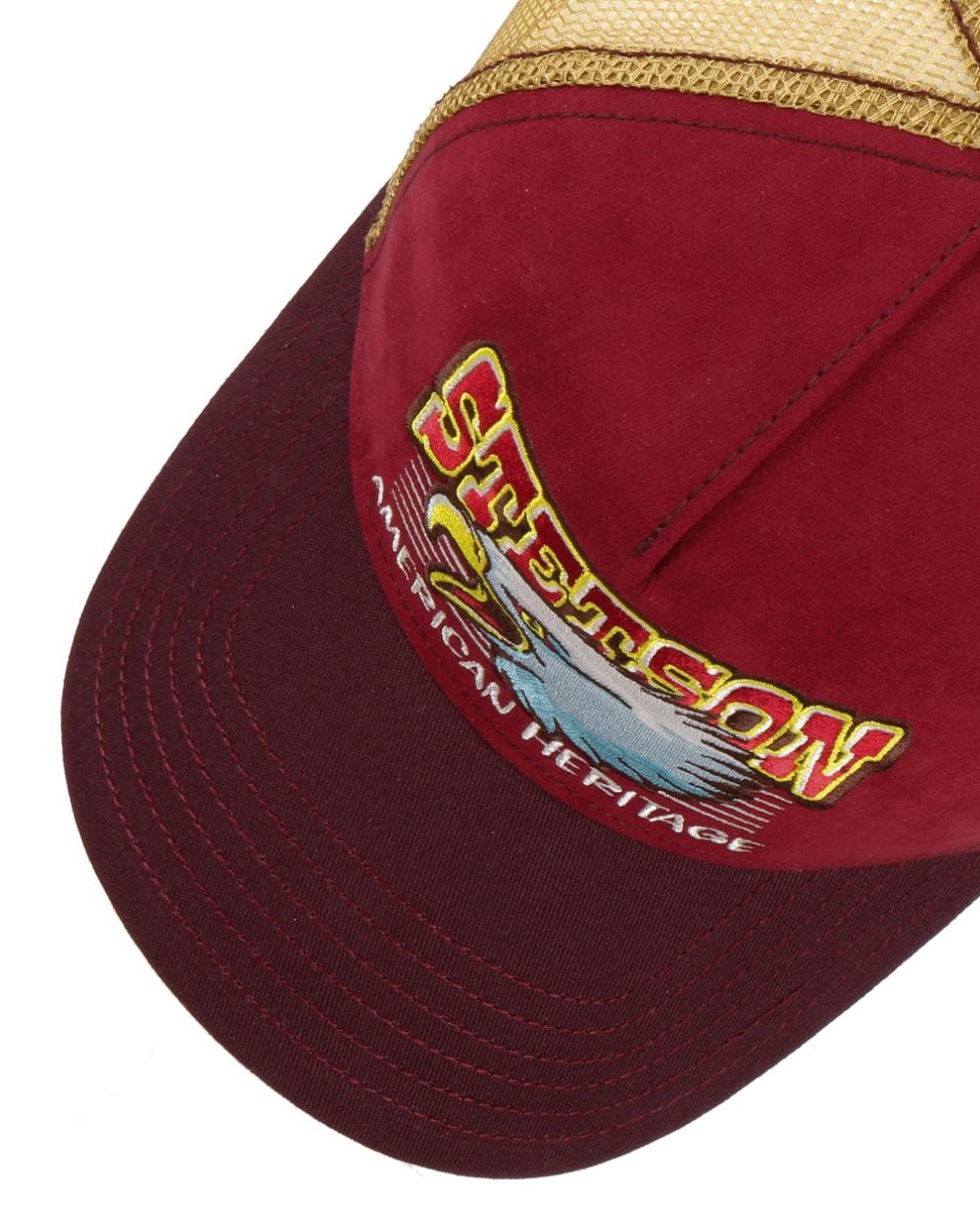 Bordeaux Coloured Stetson Eagle Head Trucker Cap On A White Background