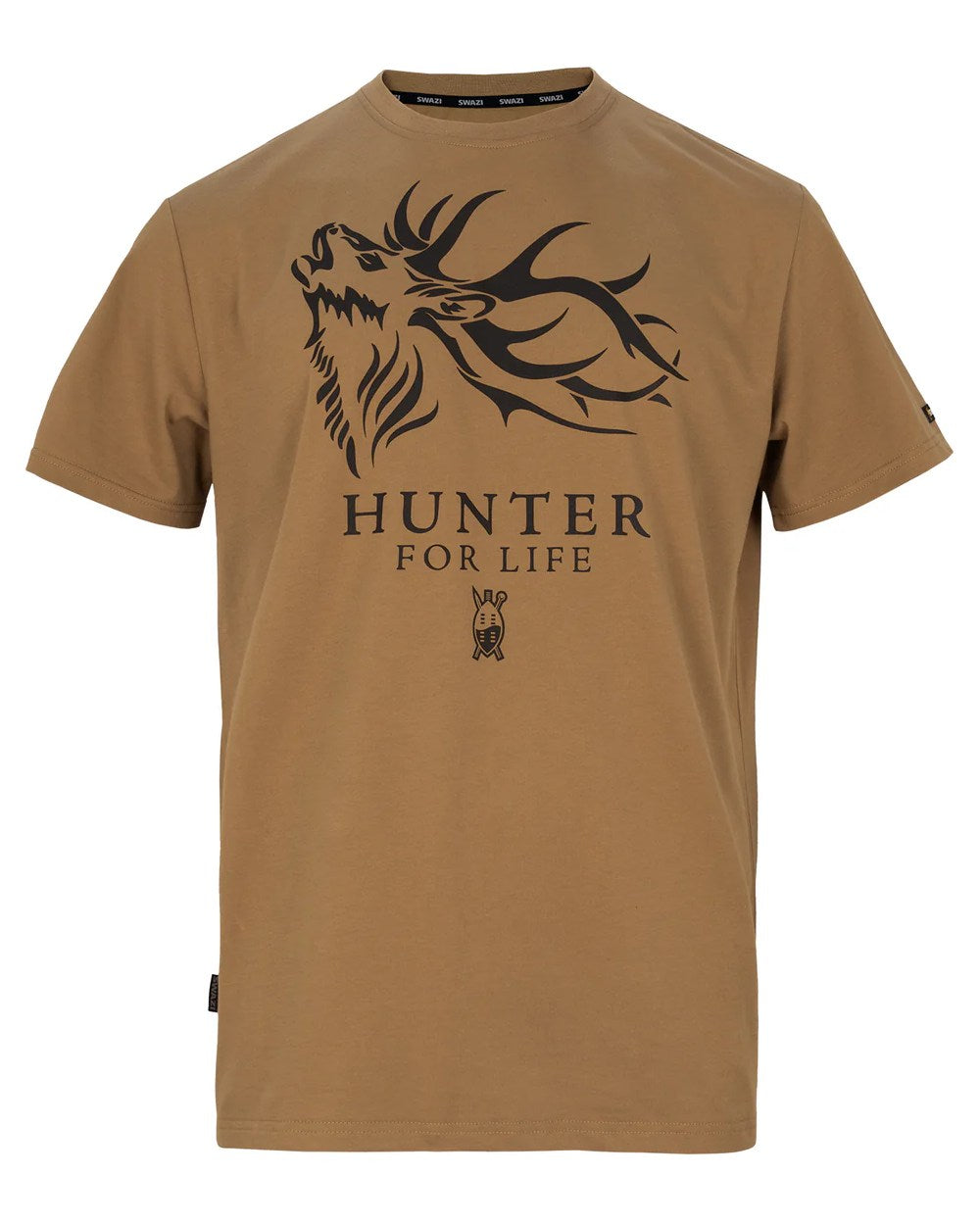 Tussock Coloured Swazi Mens Hunter For Life T-Shirt On A White Background