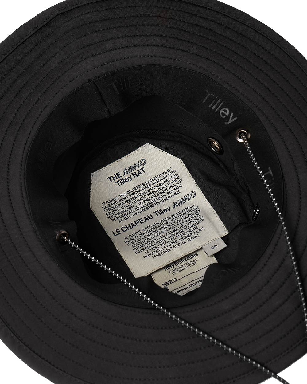 Black Coloured Tilley Rain Hat On A White Background