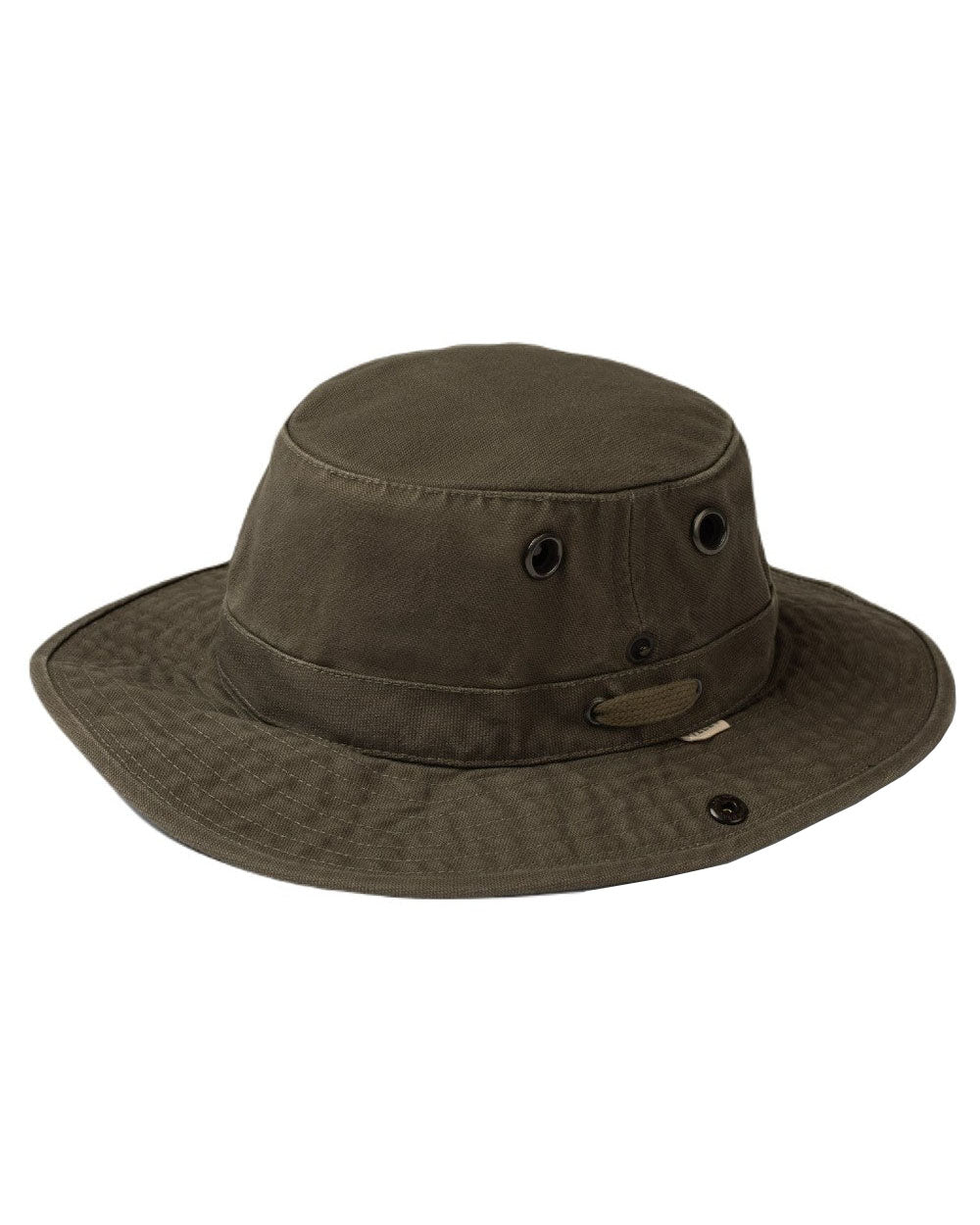 Olive coloured Tilley T3 Wanderer Hat on White background