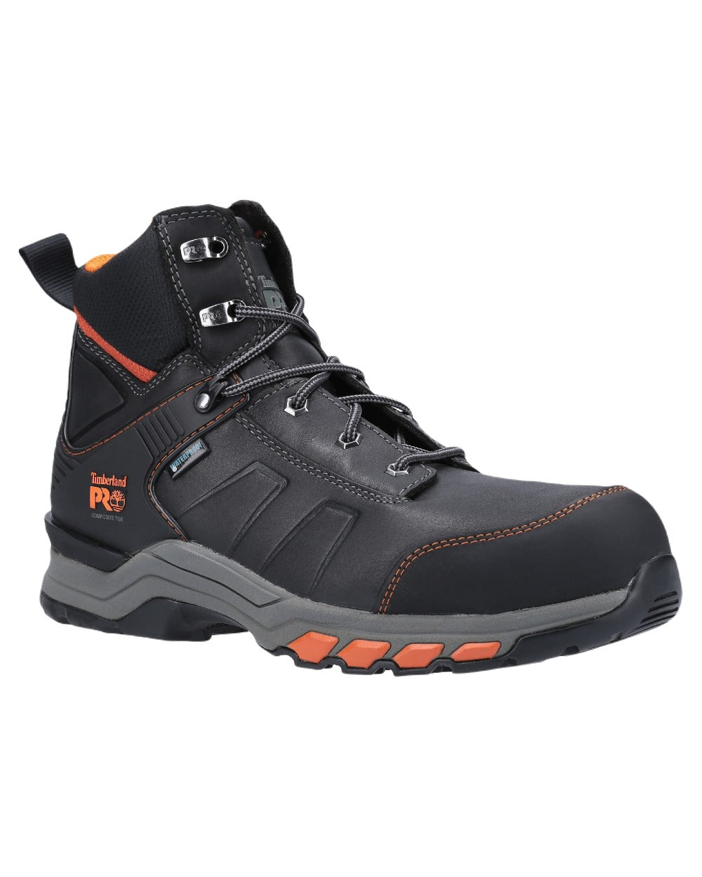 Black Orange Coloured Timberland Pro Mens Hypercharge Composite Safety Toe Work Boots 2.0 on White Background