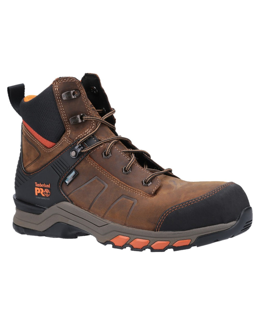 Brown Orange Coloured Timberland Pro Mens Hypercharge Composite Safety Toe Work Boots 2.0 on White Background