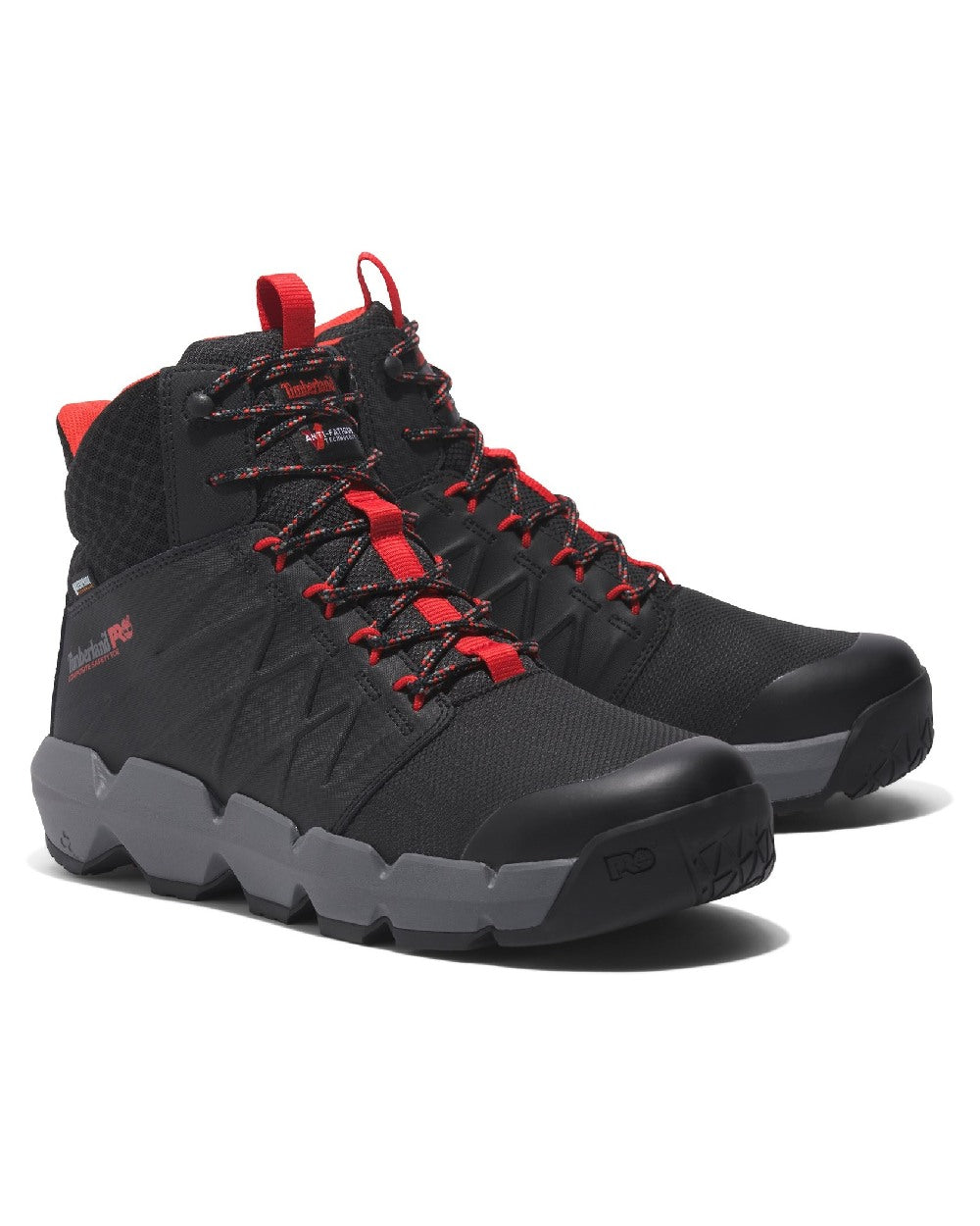 Black/Red coloured Timberland Pro Morphix 6" Safety Boots on white background