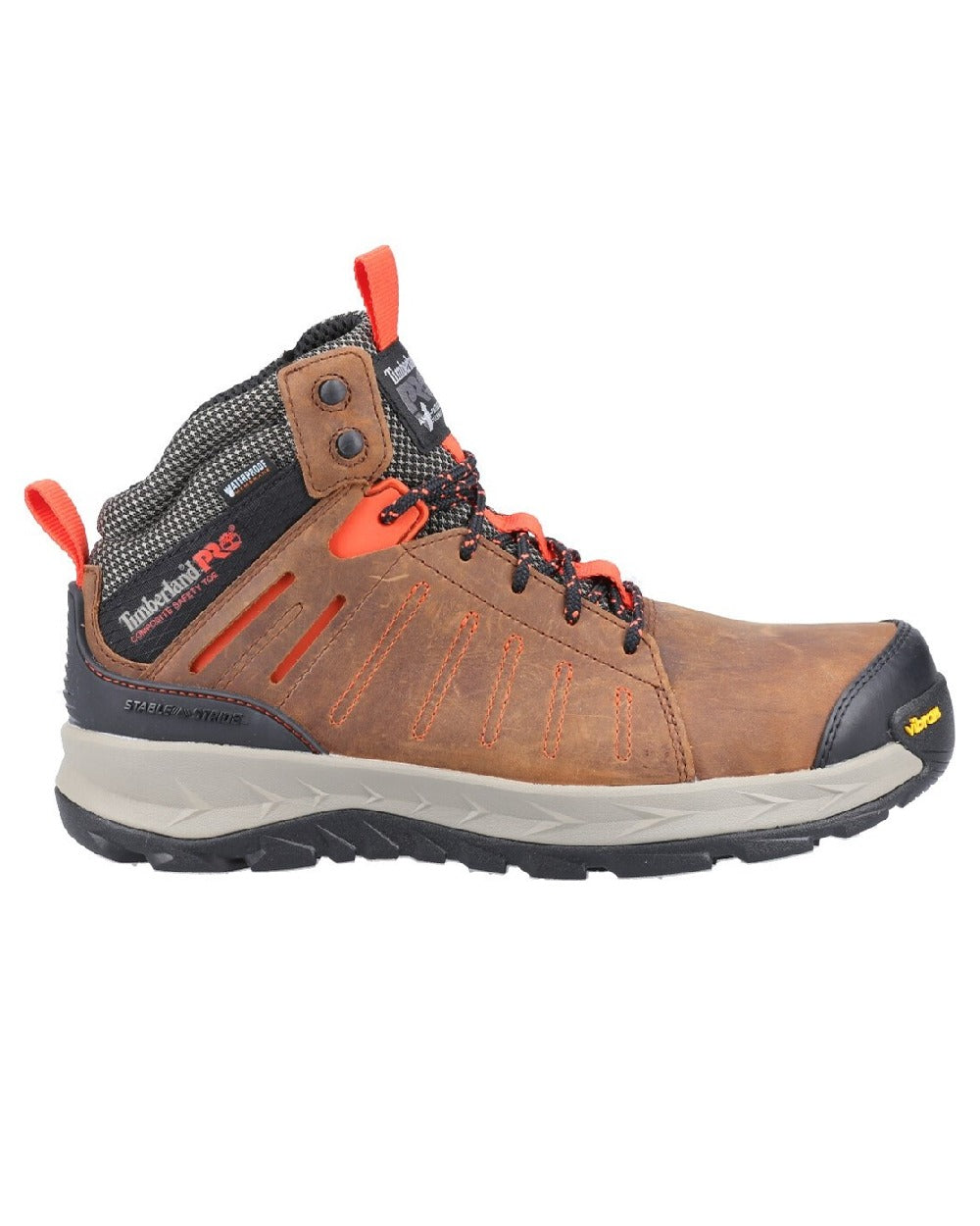 Brown coloured Timberland Pro Trailwind Work Boots on white background 