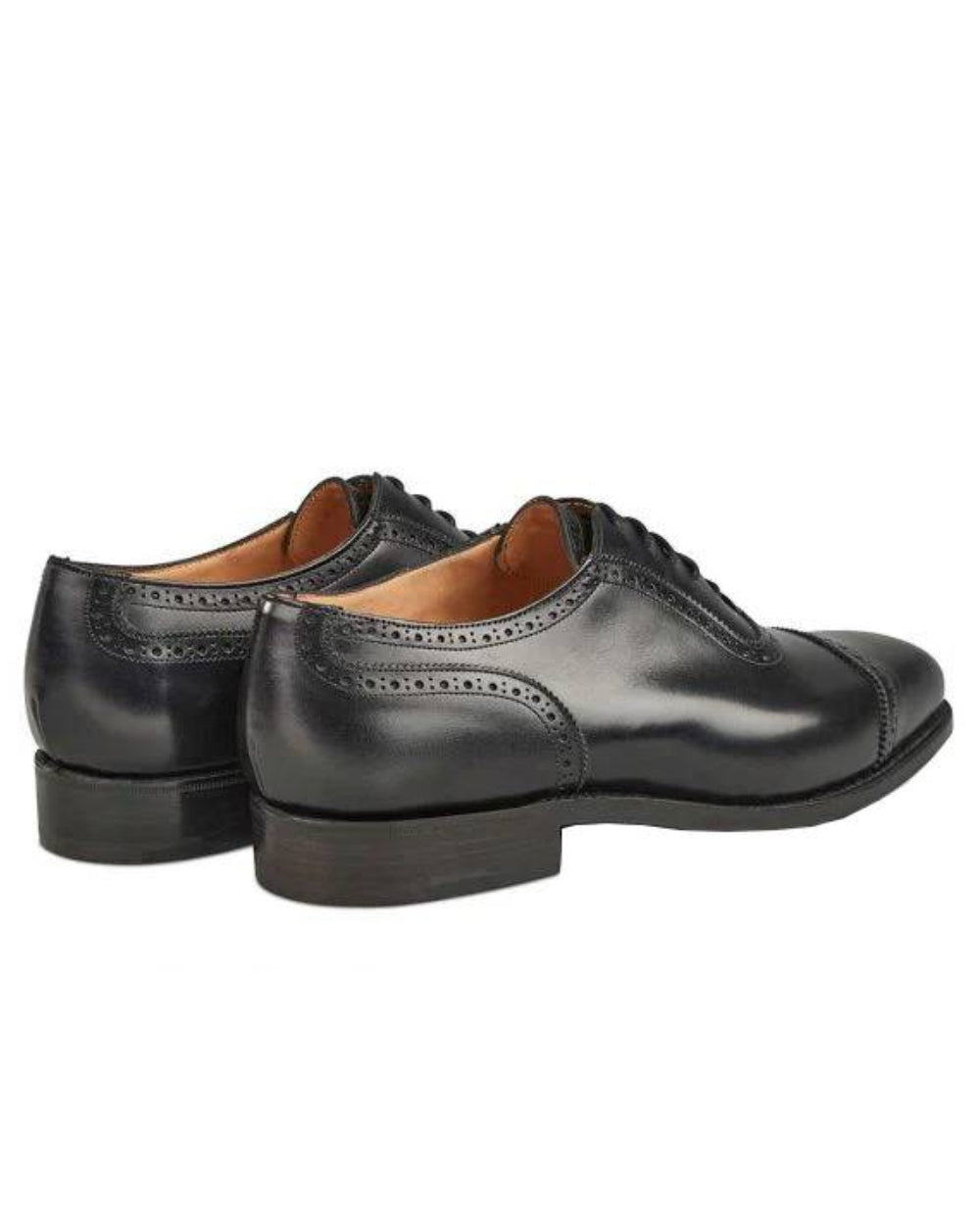Black Coloured Trickers Belgrave Toecap Oxford City Shoe On A White Background