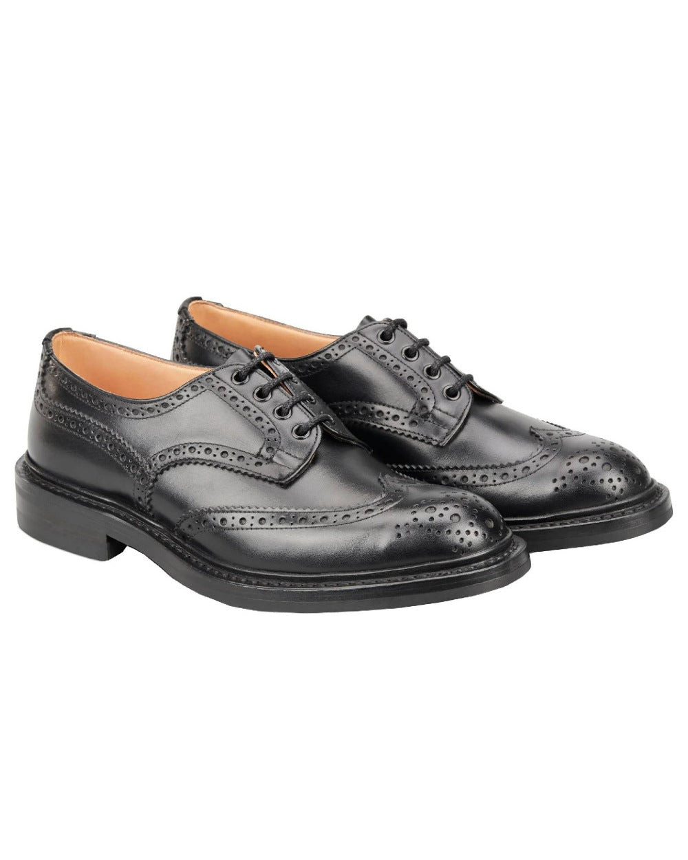 Black Coloured Trickers Bourton Leather Sole Country Shoe On A White Background