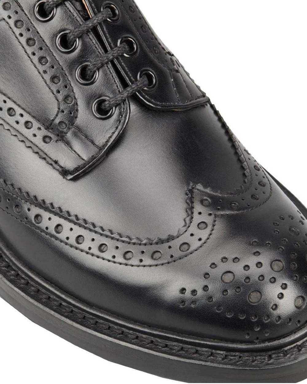Black Coloured Trickers Bourton Leather Sole Country Shoe On A White Background