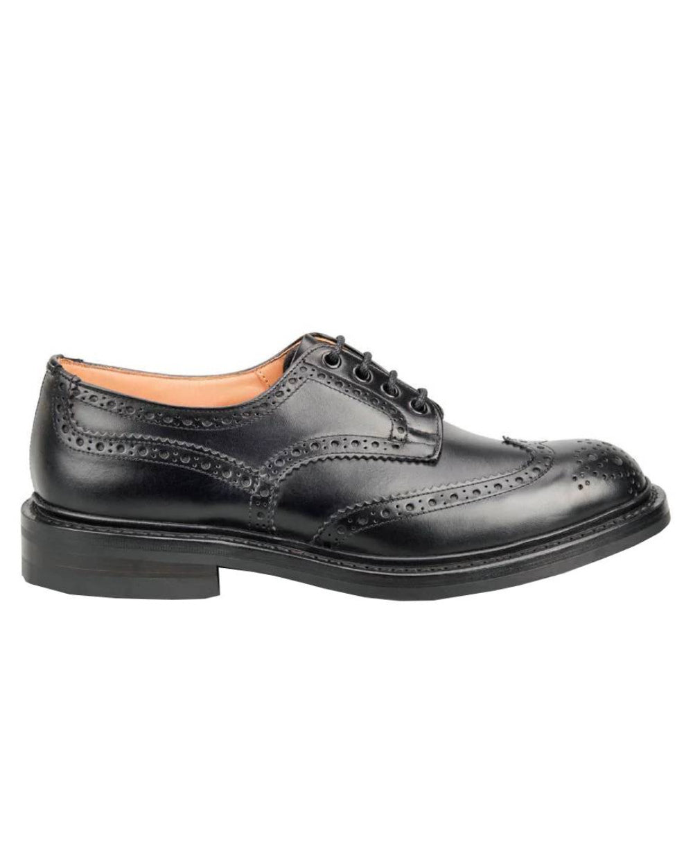 Black Coloured Trickers Bourton Leather Sole Country Shoe On A White Background