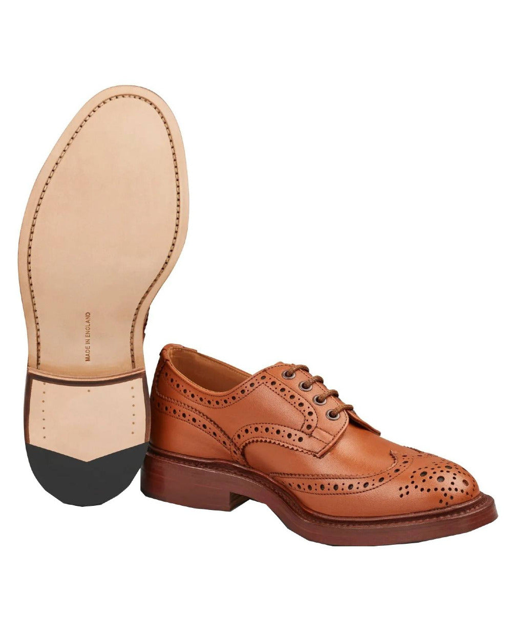 Tan Coloured Trickers Bourton Leather Sole Country Shoe On A White Background