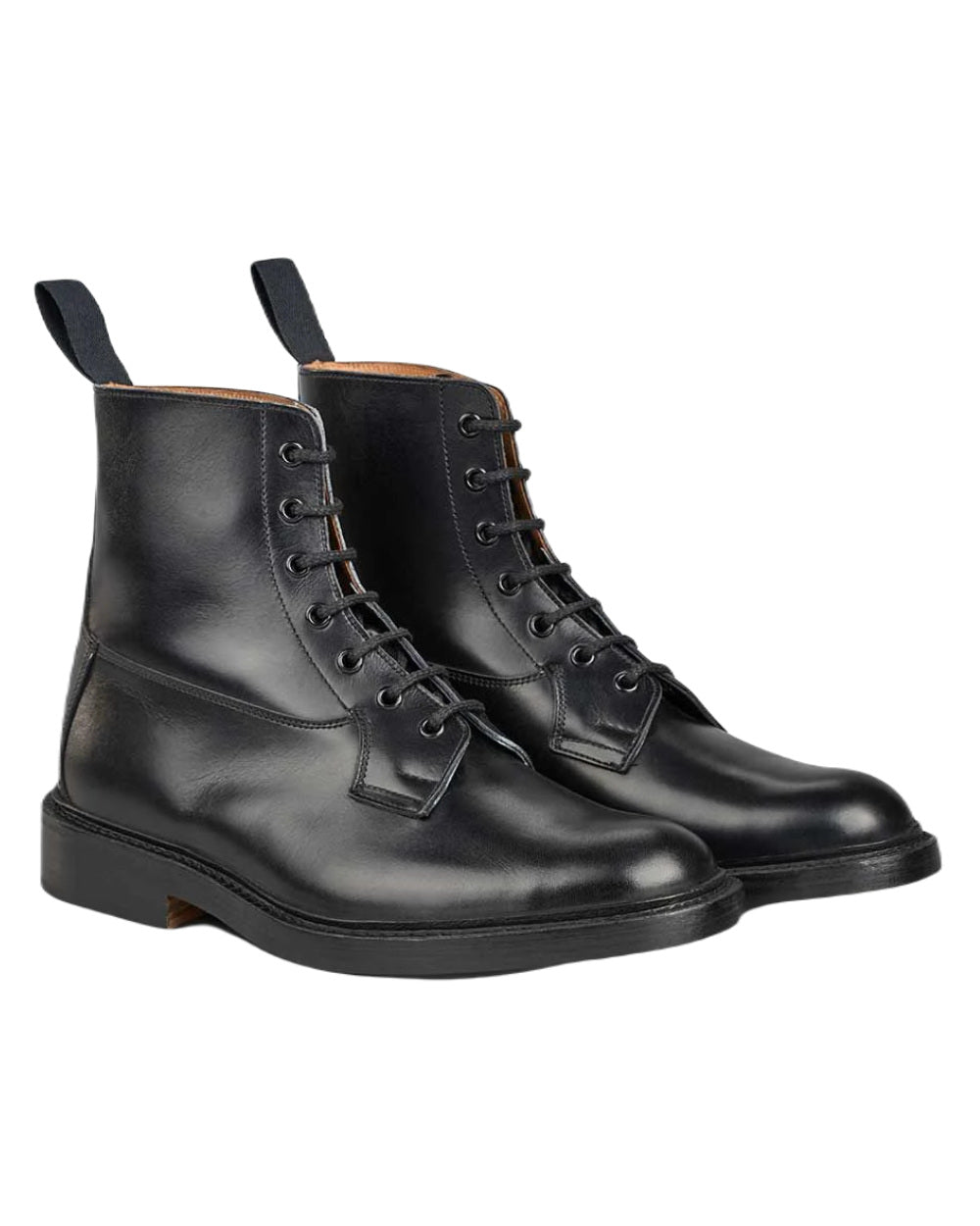 Black Calf Coloured Trickers Burford Country Boot Dainite Sole On A White Background