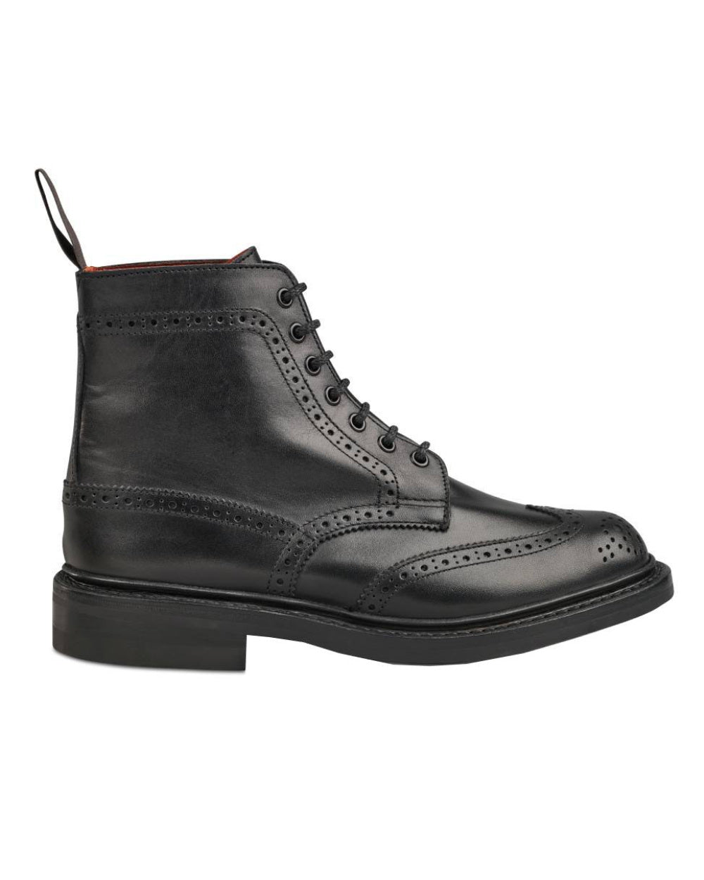 Black Coloured Trickers Stephy Brogue Boot On A White Background
