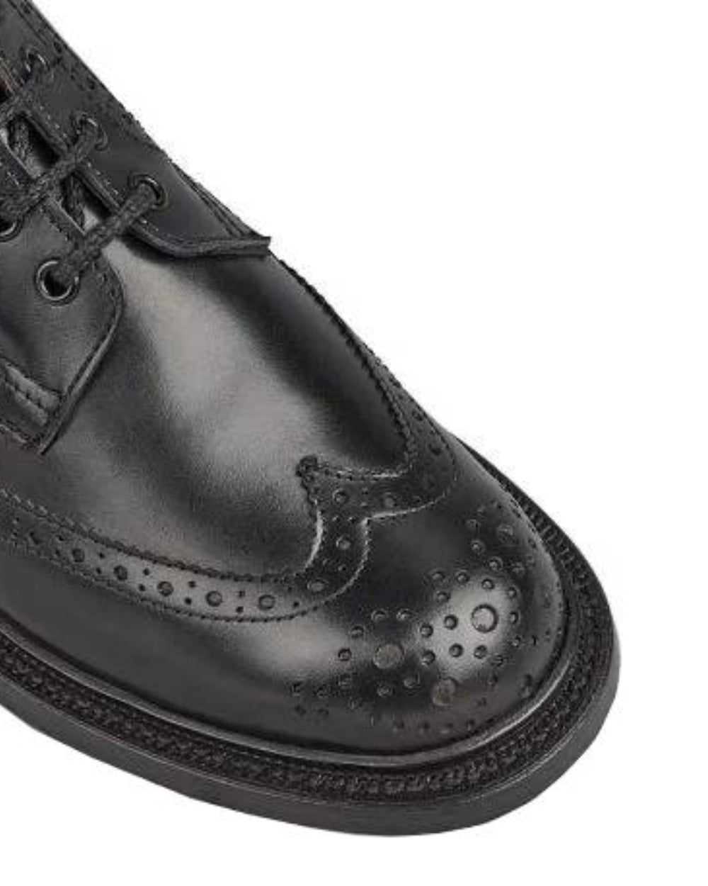 Black Coloured Trickers Stephy Brogue Boot On A White Background