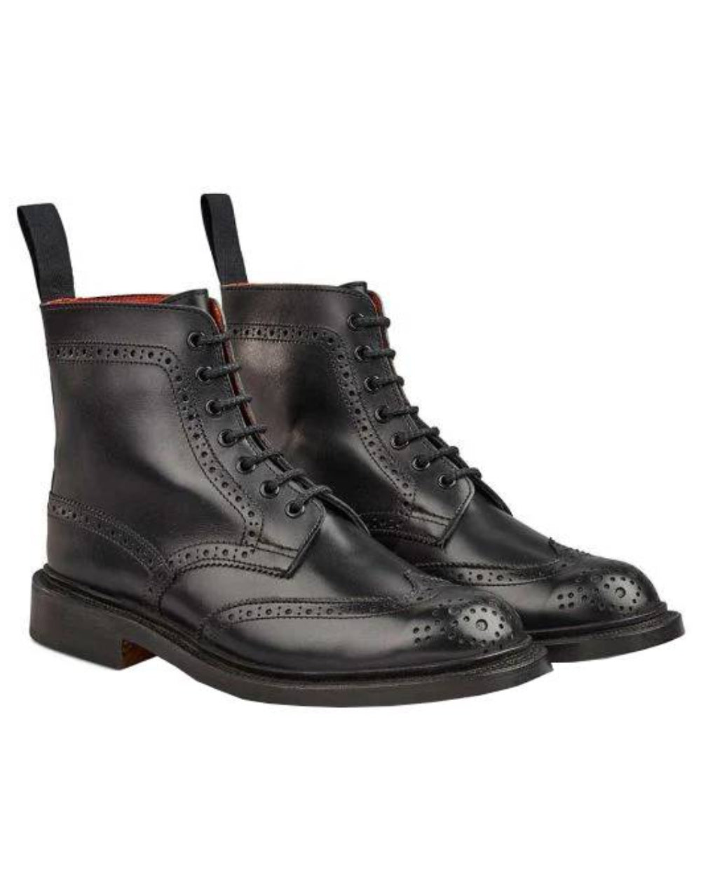 Black Coloured Trickers Stephy Brogue Boot On A White Background