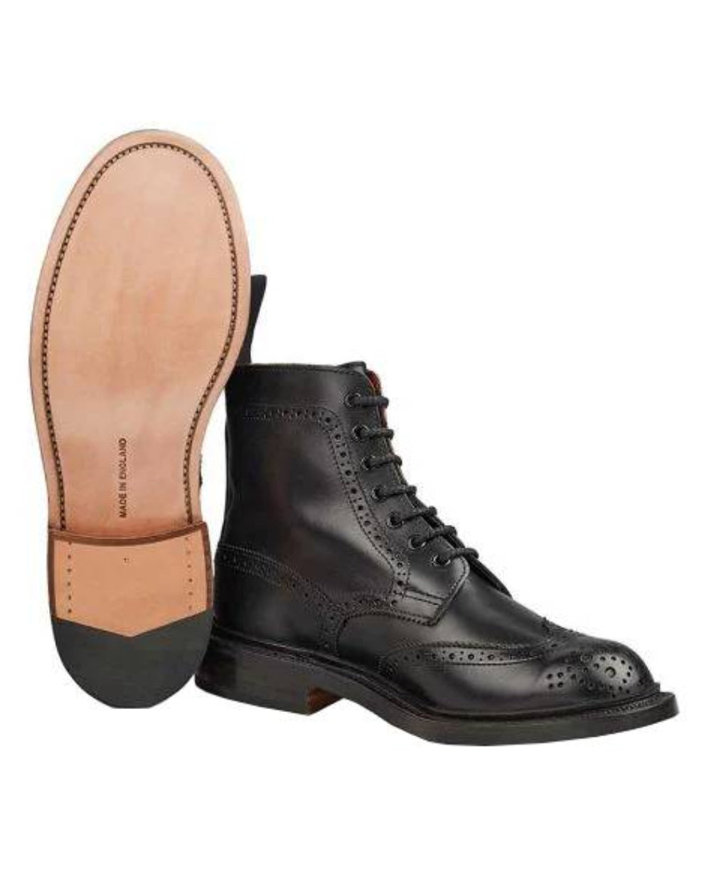 Black Coloured Trickers Stephy Brogue Boot On A White Background