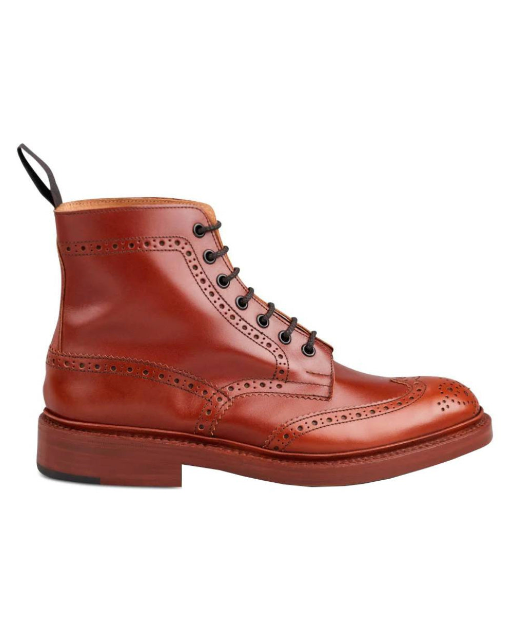 Marron Antique Coloured Trickers Stow Leather Sole Country Boot On A White Background