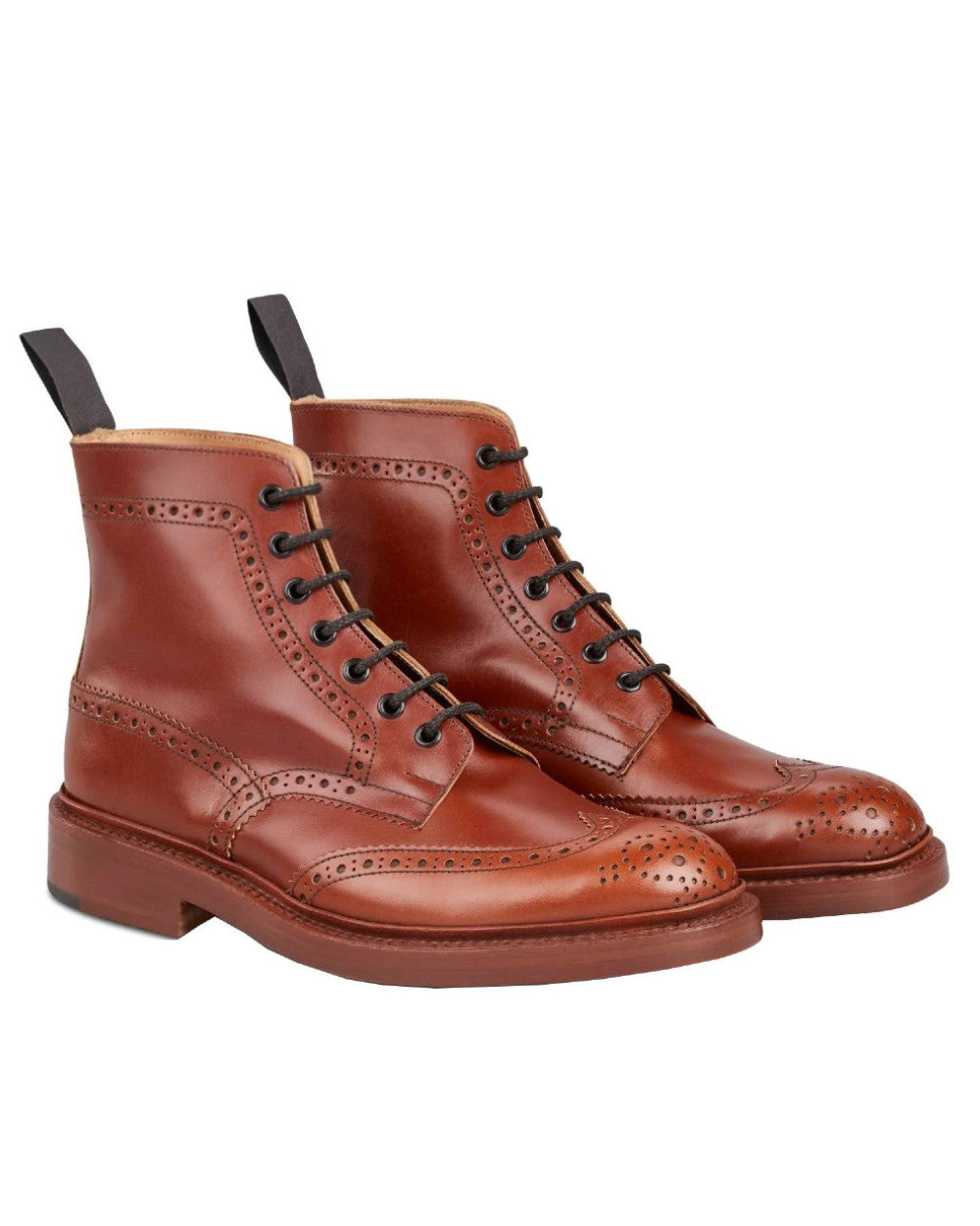 Marron Antique Coloured Trickers Stow Leather Sole Country Boot On A White Background