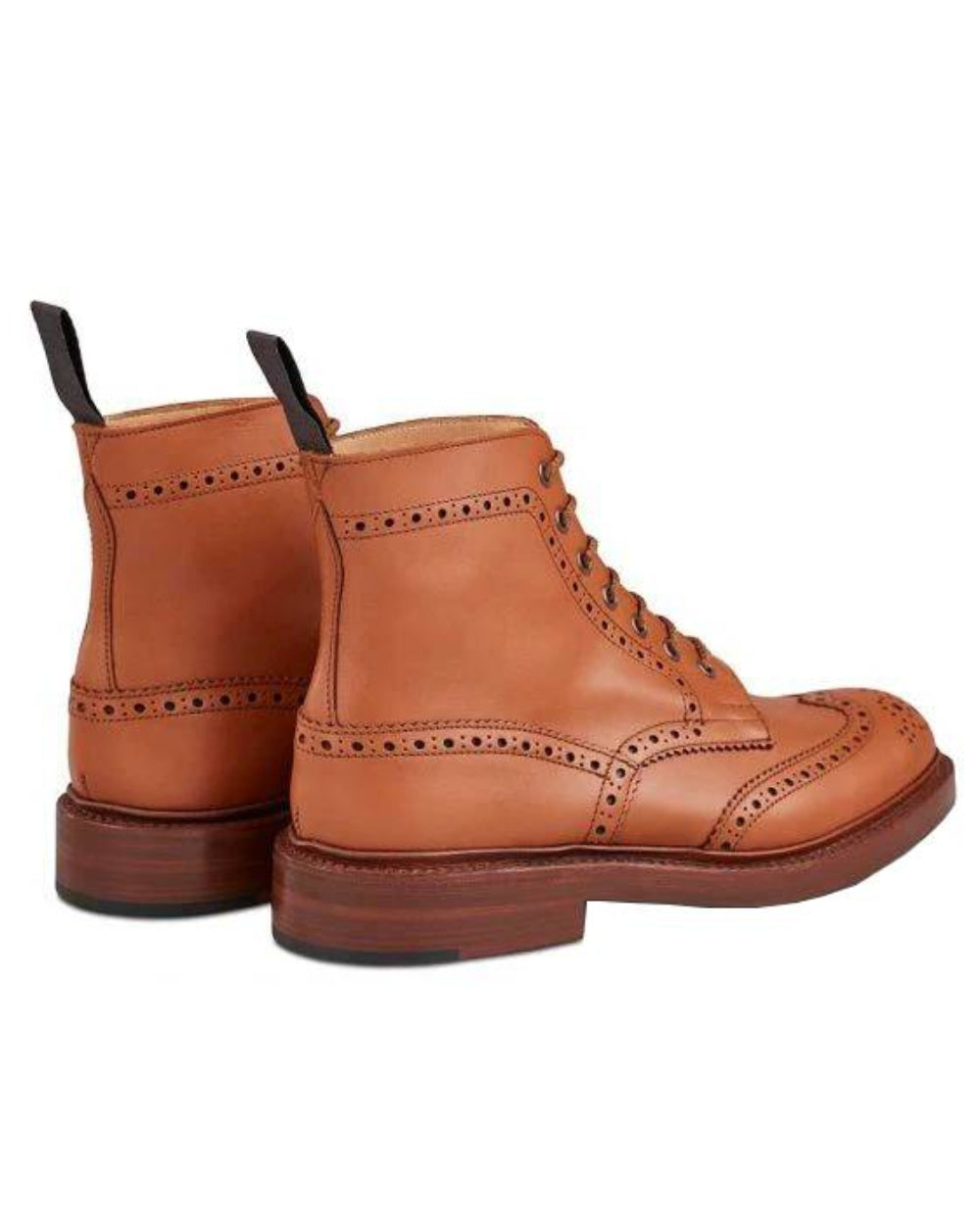Tan Coloured Trickers Stow Leather Sole Country Boot On A White Background