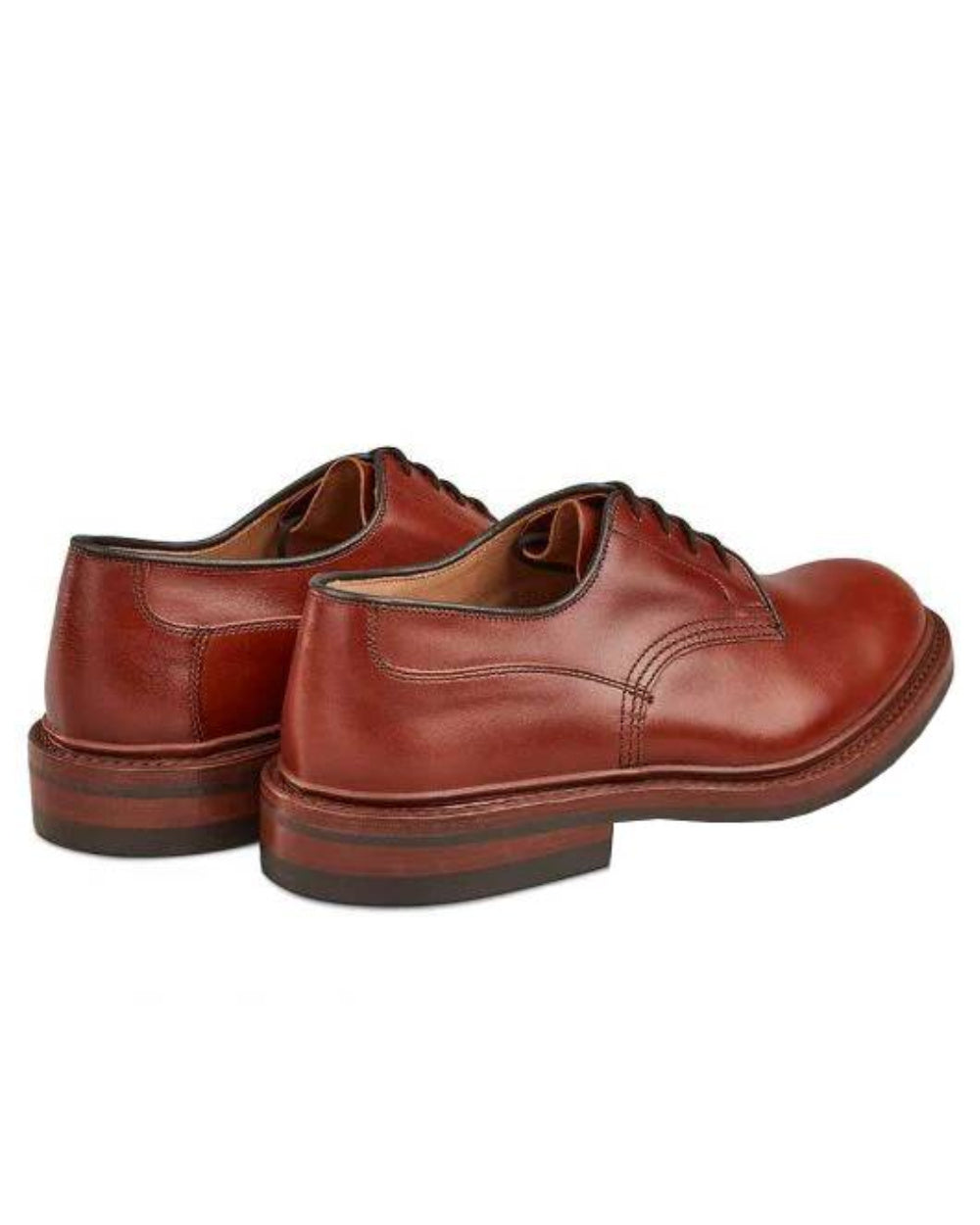 Marron Antique Coloured Trickers Woodstock Plain Derby Shoe Dainite Sole On A White Background