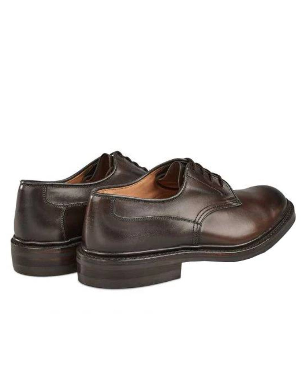 Espresso Burnished Coloured Trickers Woodstock Plain Derby Shoe On A White Background