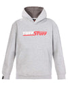 Grey coloured TuffStuff Childrens Logo Hoodie on White Background #colour_grey