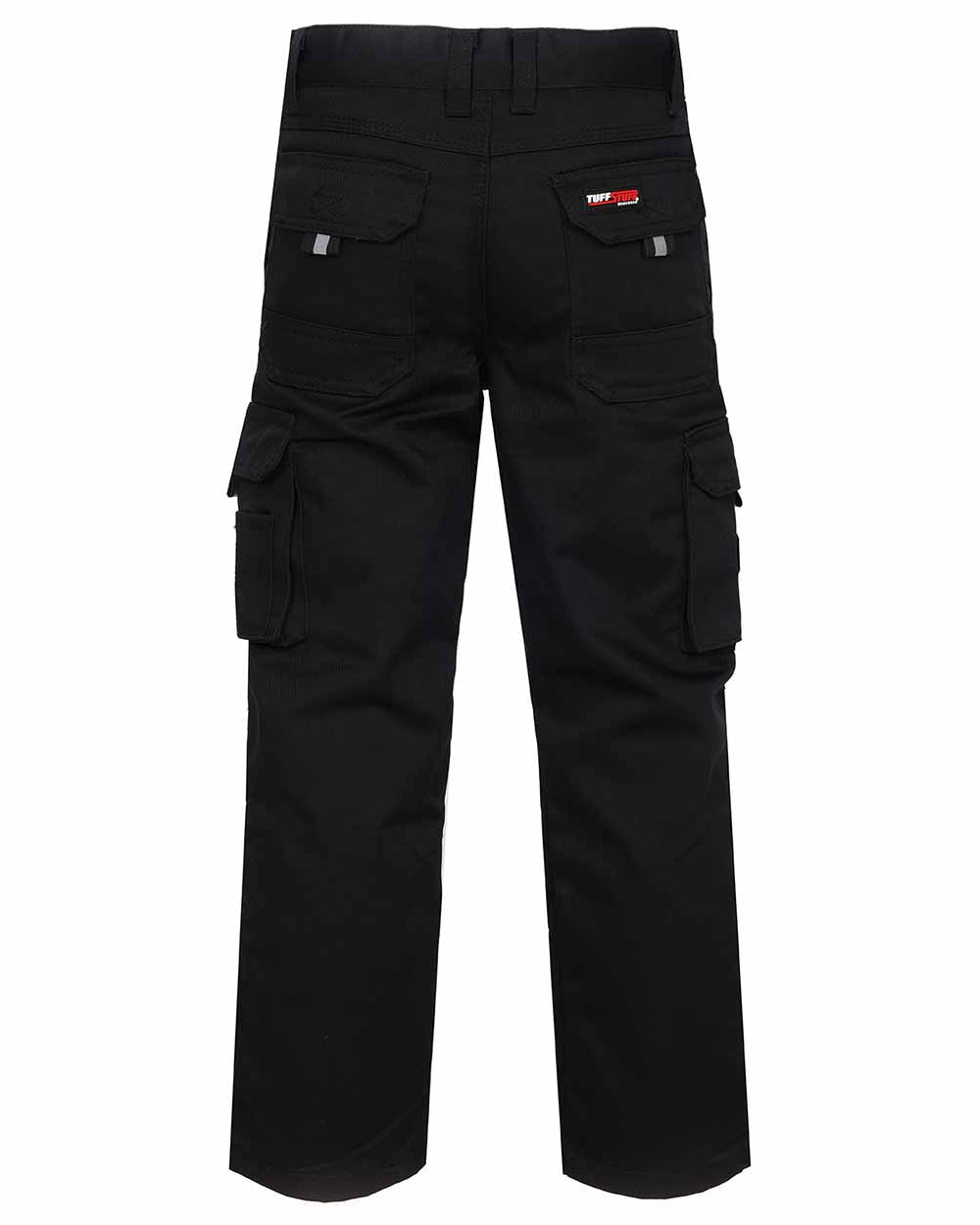 Black Coloured TuffStuff Junior Pro Work Trousers On A White Background