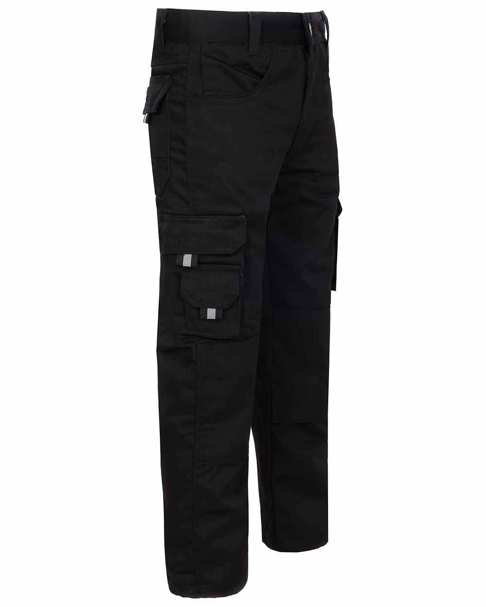Black Coloured TuffStuff Junior Pro Work Trousers On A White Background