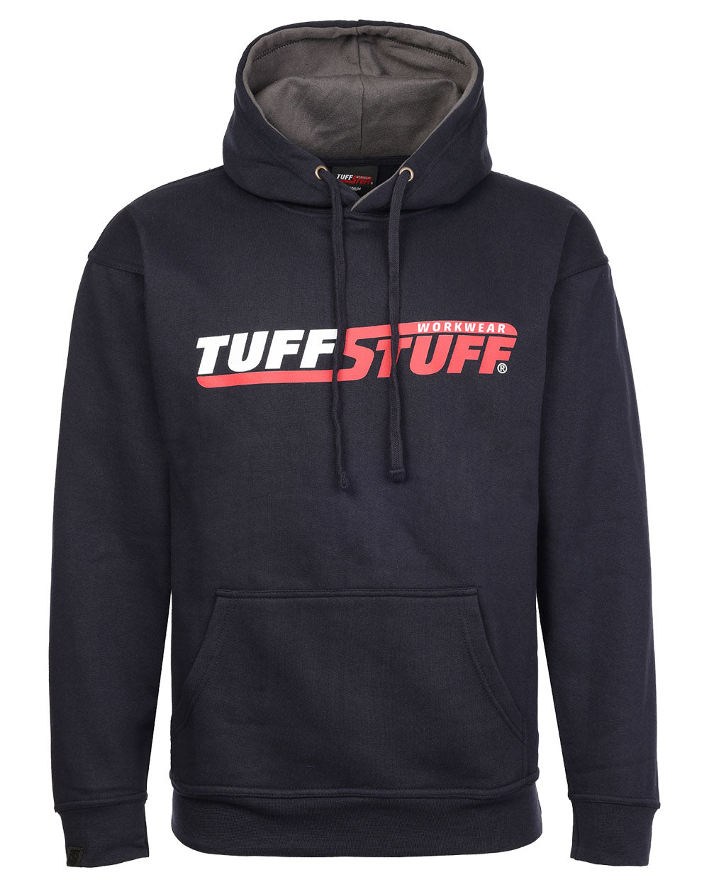 Navy Blue coloured TuffStuff Logo Hoodie on White background