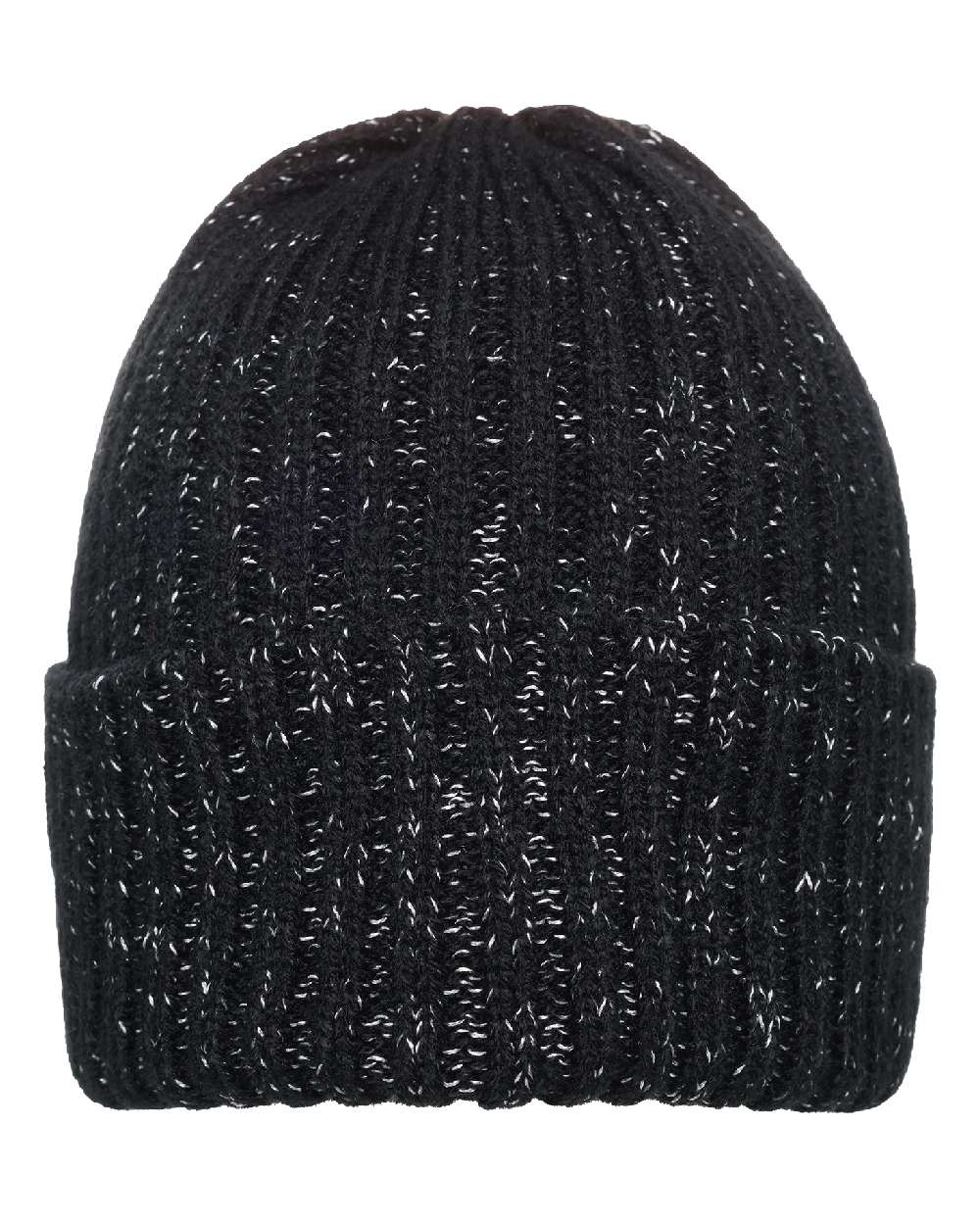 Black coloured Tuffstuff Logo Knit Beanies on white background 