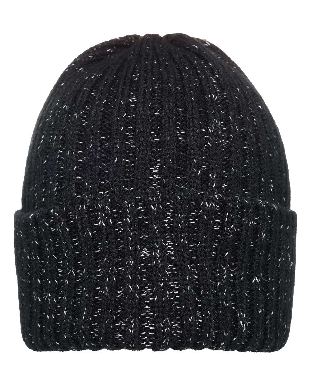 Black coloured Tuffstuff Logo Knit Beanies on white background