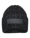 Black coloured Tuffstuff Logo Knit Beanies on white background #colour_black
