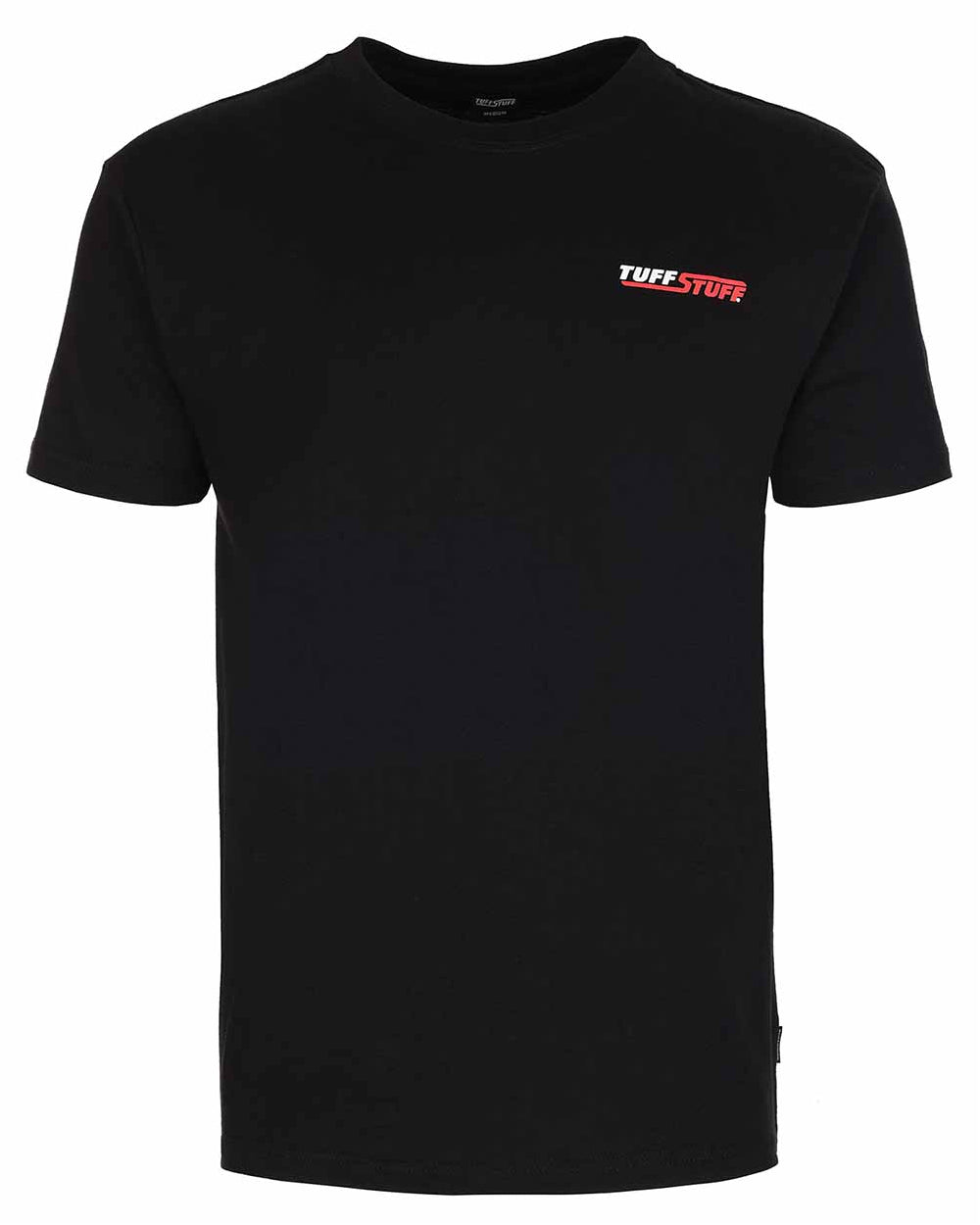 Black coloured TuffStuff Logo T-Shirt on white background 