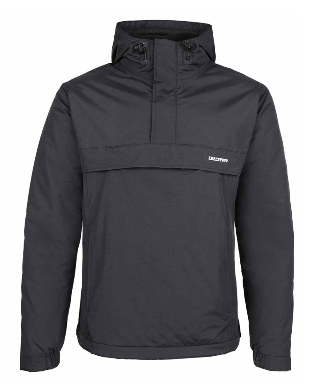 Black Coloured TuffStuff Sutherland Waterproof Windbreaker Smock On A White Background