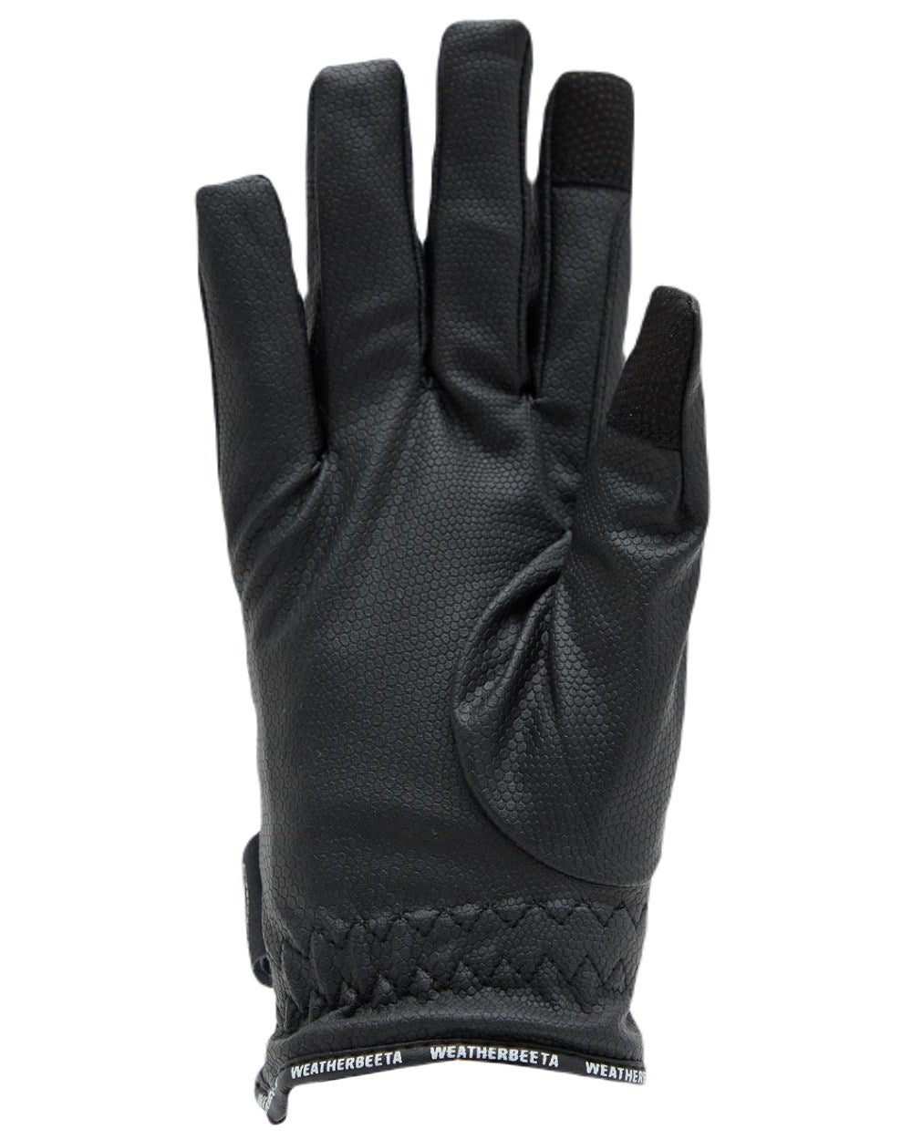 Black Coloured WeatherBeeta Heat-Tec Riding Gloves On A White Background