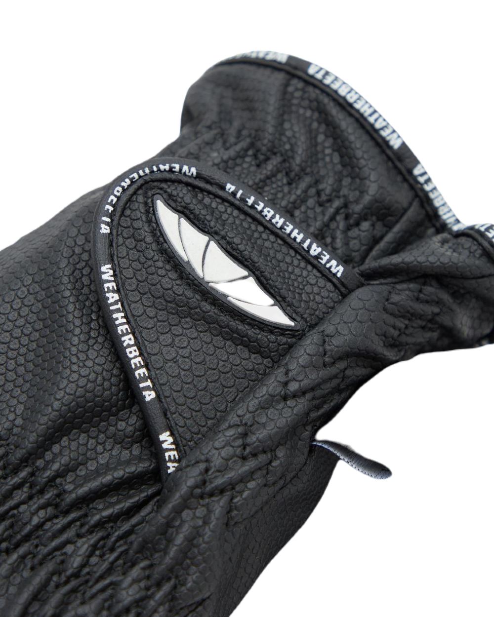 Black Coloured WeatherBeeta Heat-Tec Riding Gloves On A White Background