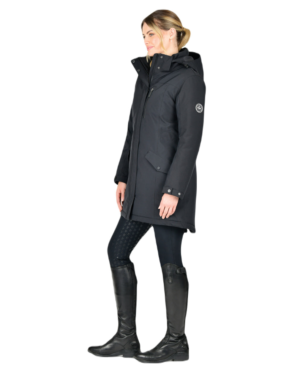 Black Coloured WeatherBeeta Kyla II Waterproof Jacket On A White Background