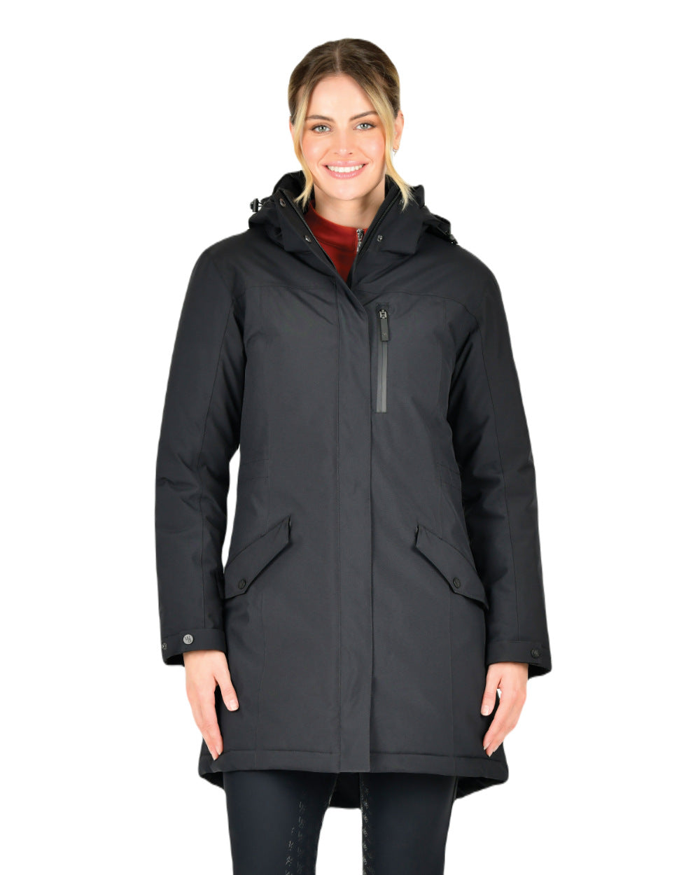 Black Coloured WeatherBeeta Kyla II Waterproof Jacket On A White Background